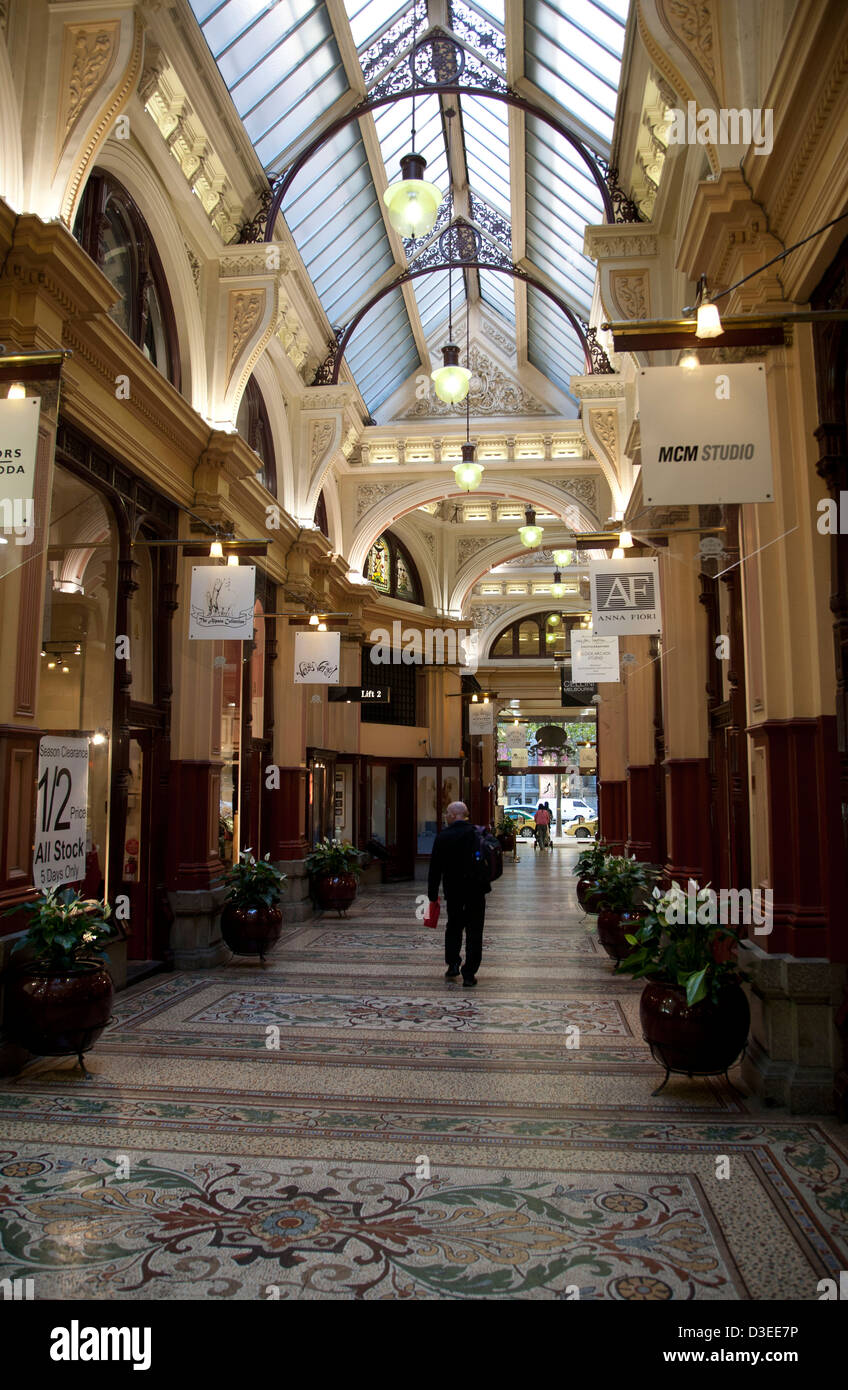 Shopping in historic Block Arcade in central Melbourne, Victoria