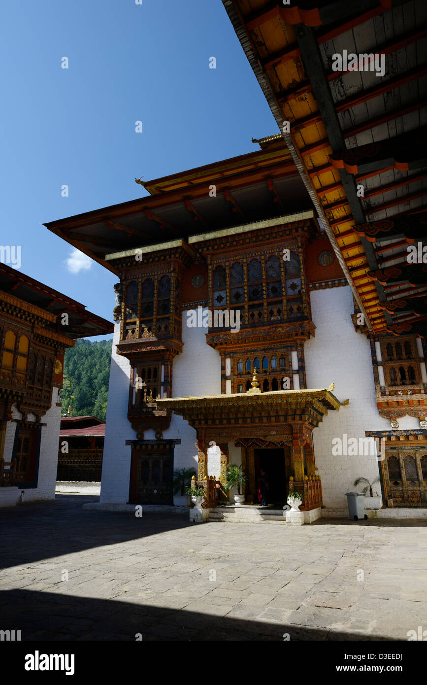 Punakha Dzong,beautiful fortress,former capital in Bhutan,stunning Bhutanese architecture in courtyard,36MPX,HI-RES Stock Photo