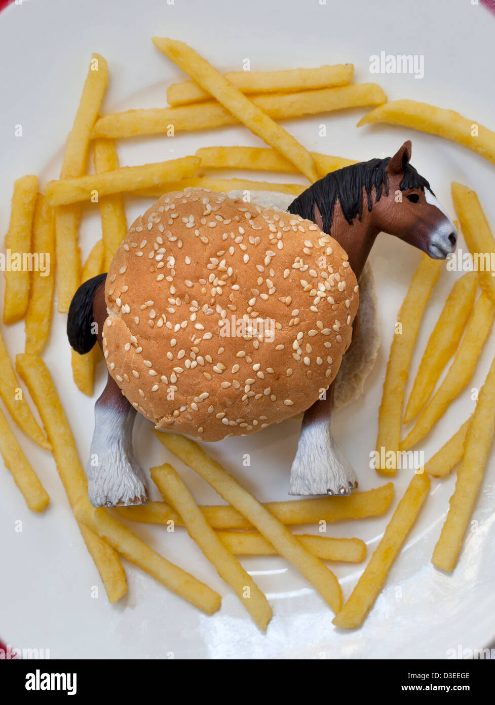 Horse Burger and Fries Stock Photo Alamy