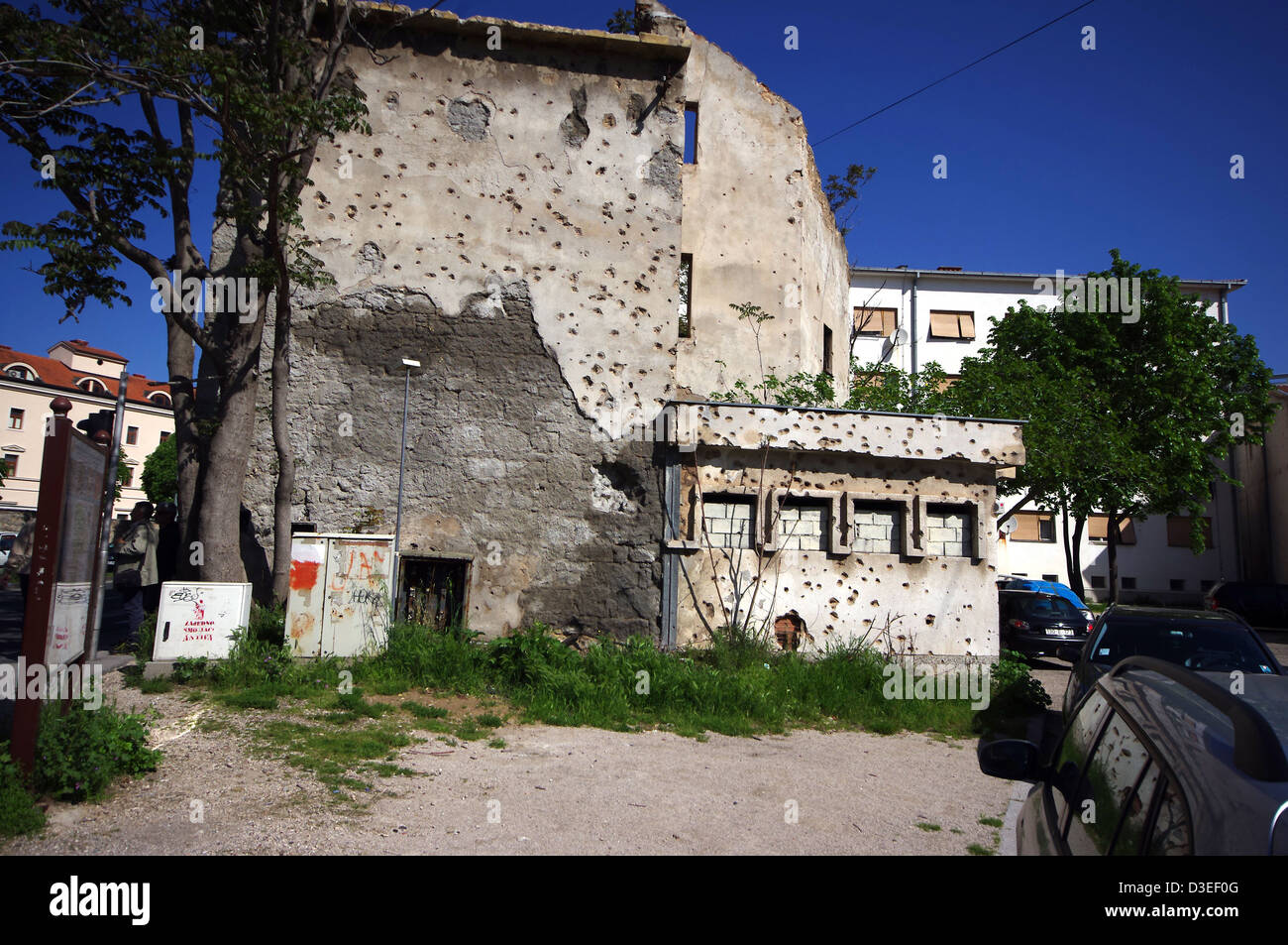 Mostar in Bosnia and Herzegovina. Traces of war. Signs of violence Stock Photo