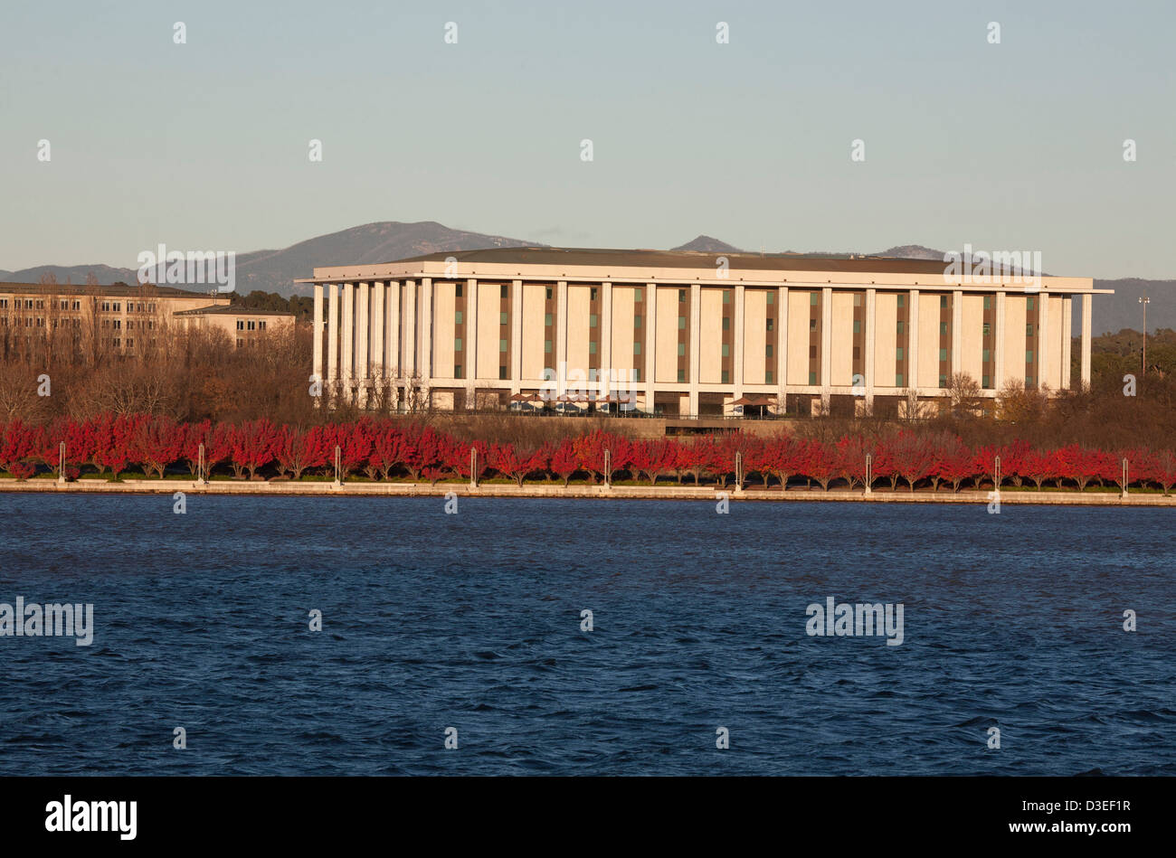 The National Library of Australia building on the shores of Lake Burley Griffin Canberra Australia Stock Photo