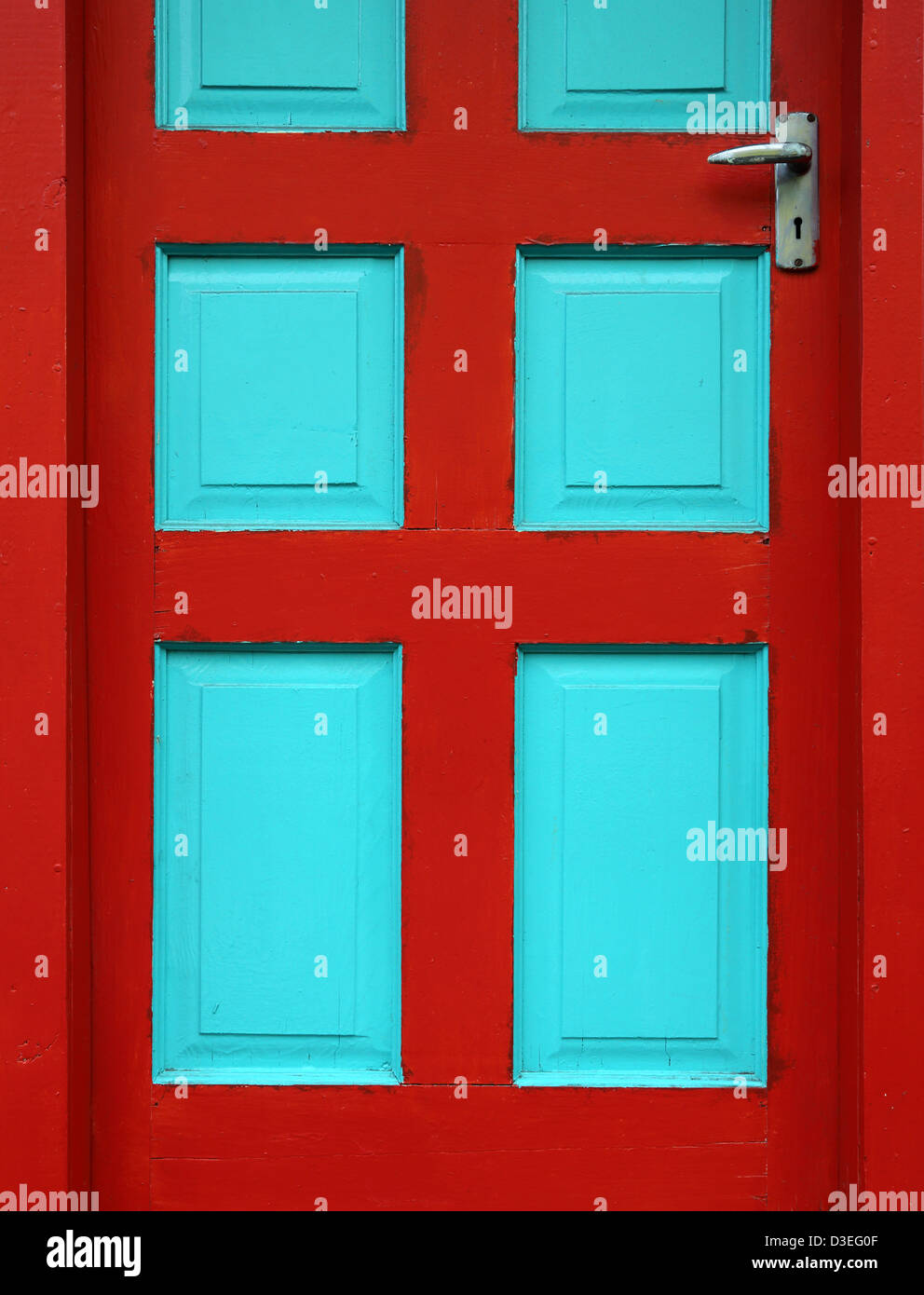 BLUE & TURQUOISE CARIBBEAN DOOR Stock Photo