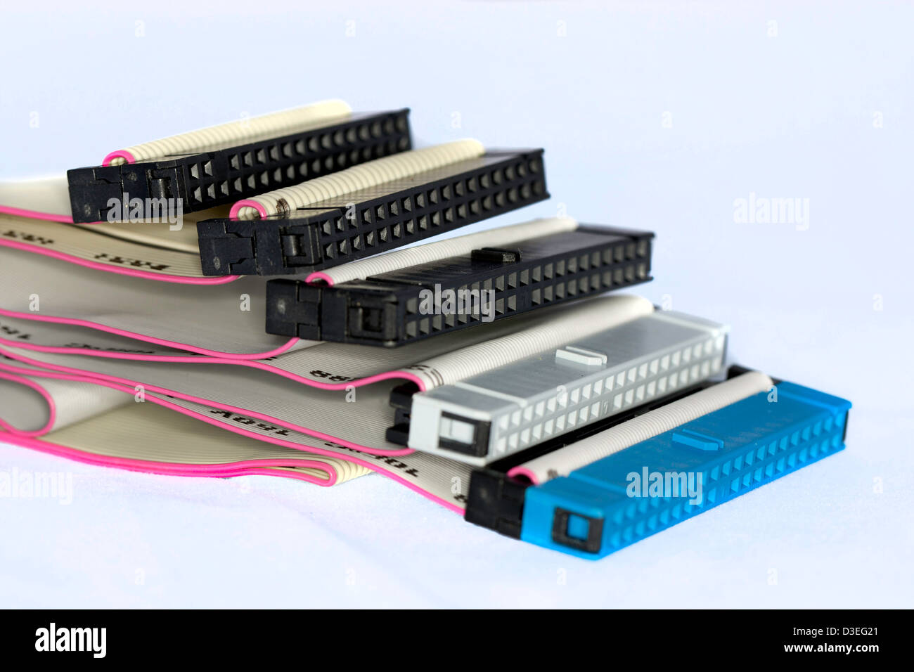 Close view detail of some ide cable connectors Stock Photo - Alamy