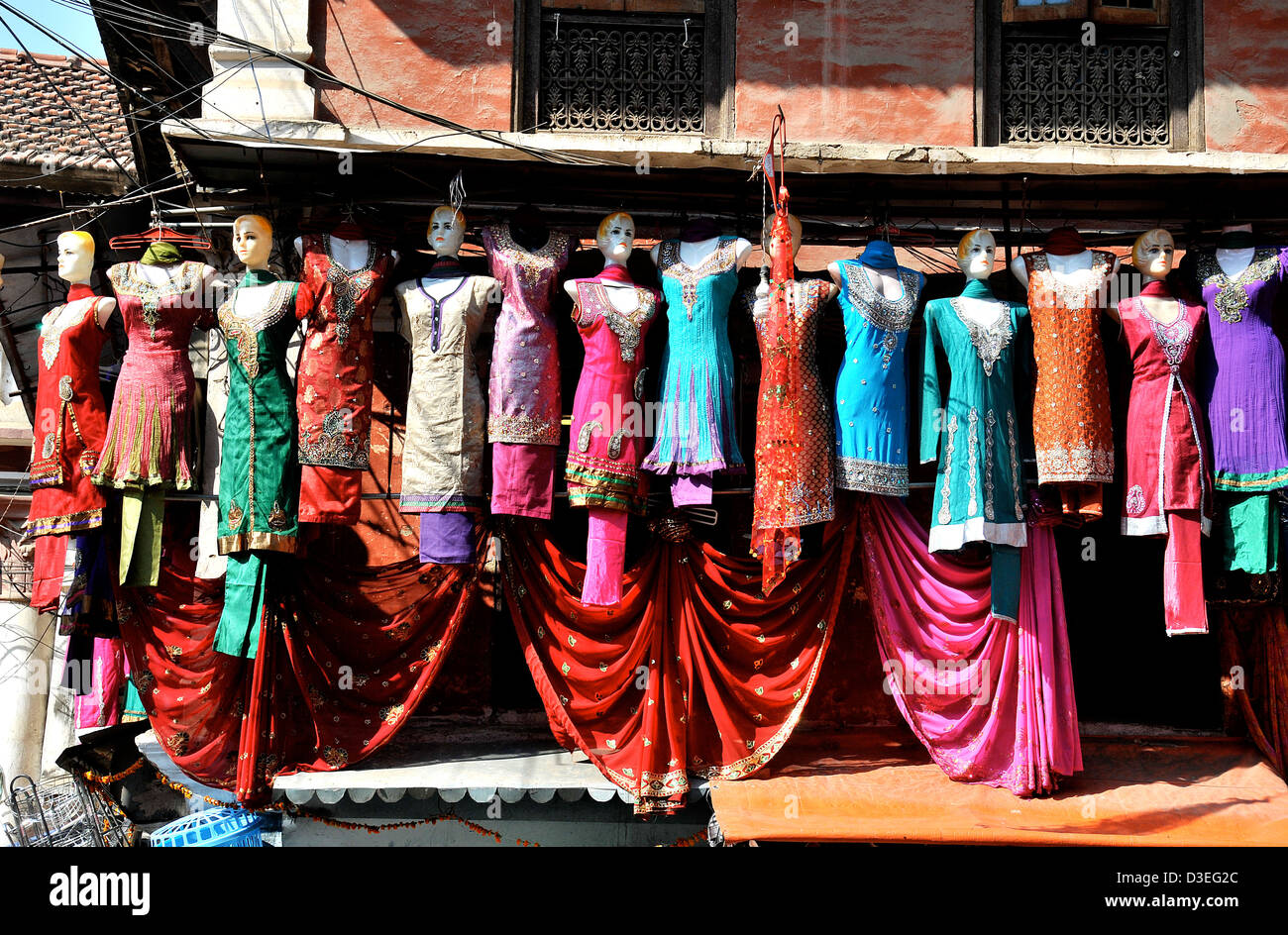street scene , dresses shop, Kathmandu, Nepal Stock Photo Alamy