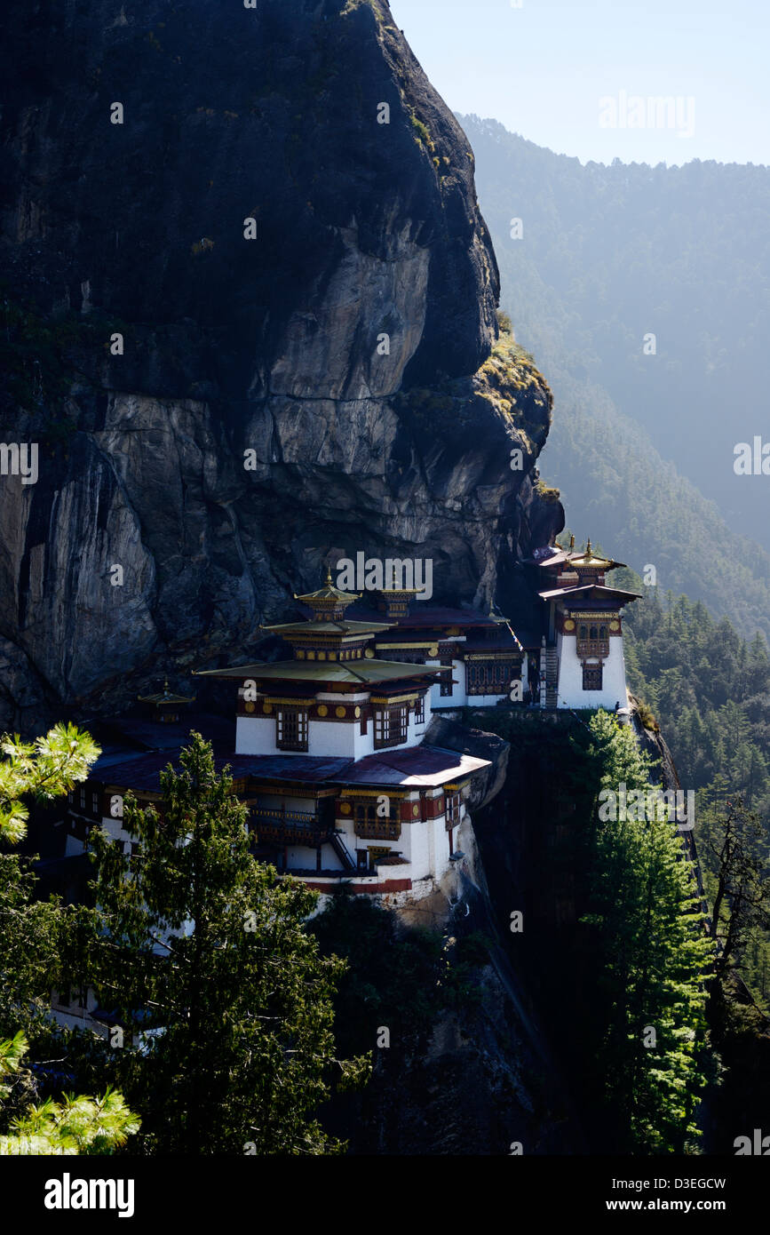 Tigers nest monastery,3140m, high up on a rocky cliff face 900m from valley floor,Stunning views,Bhutan,36MPX,HI-RES Stock Photo