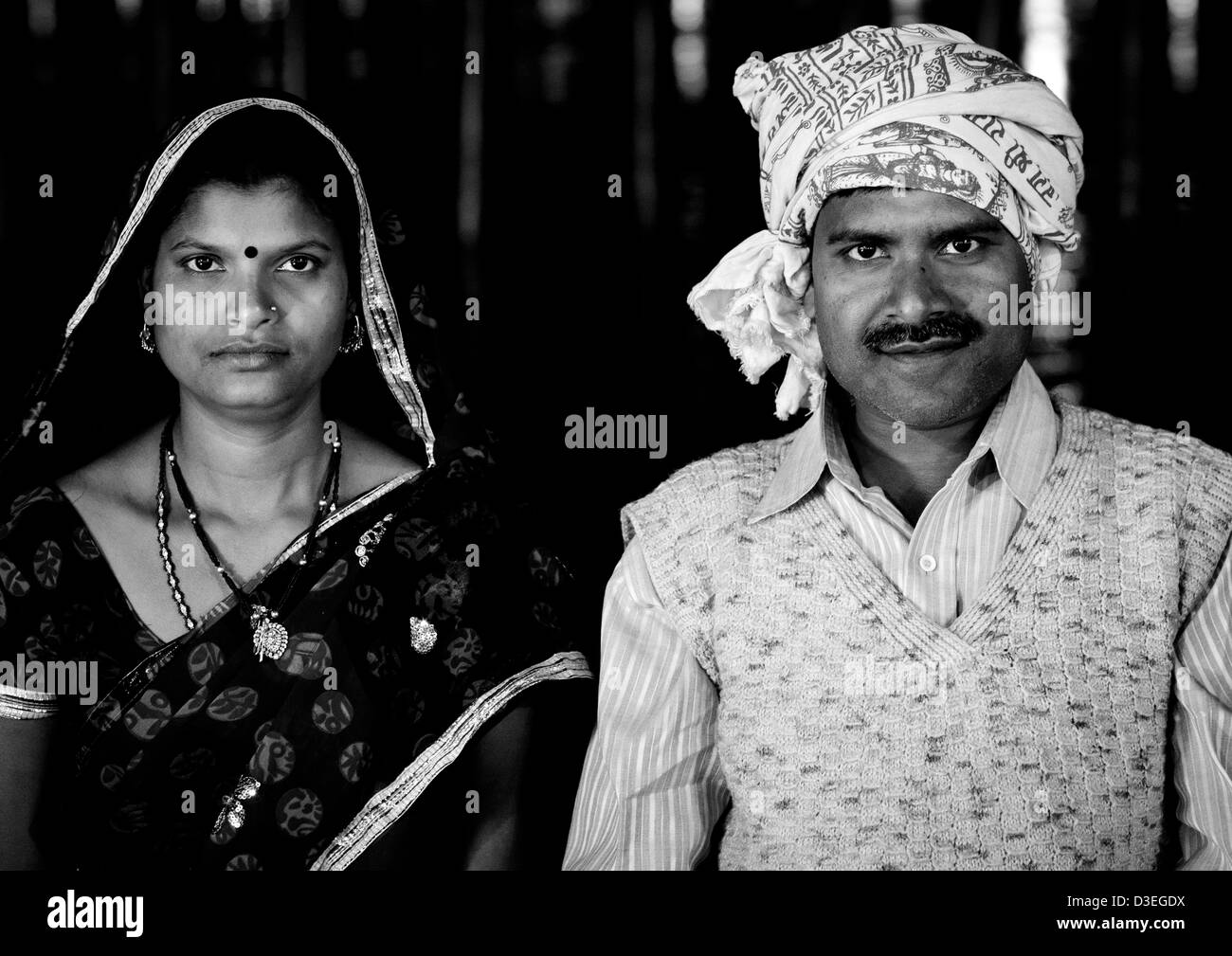 Pilgrims Couple At Maha Kumbh Mela, Allahabad, India Stock Photo