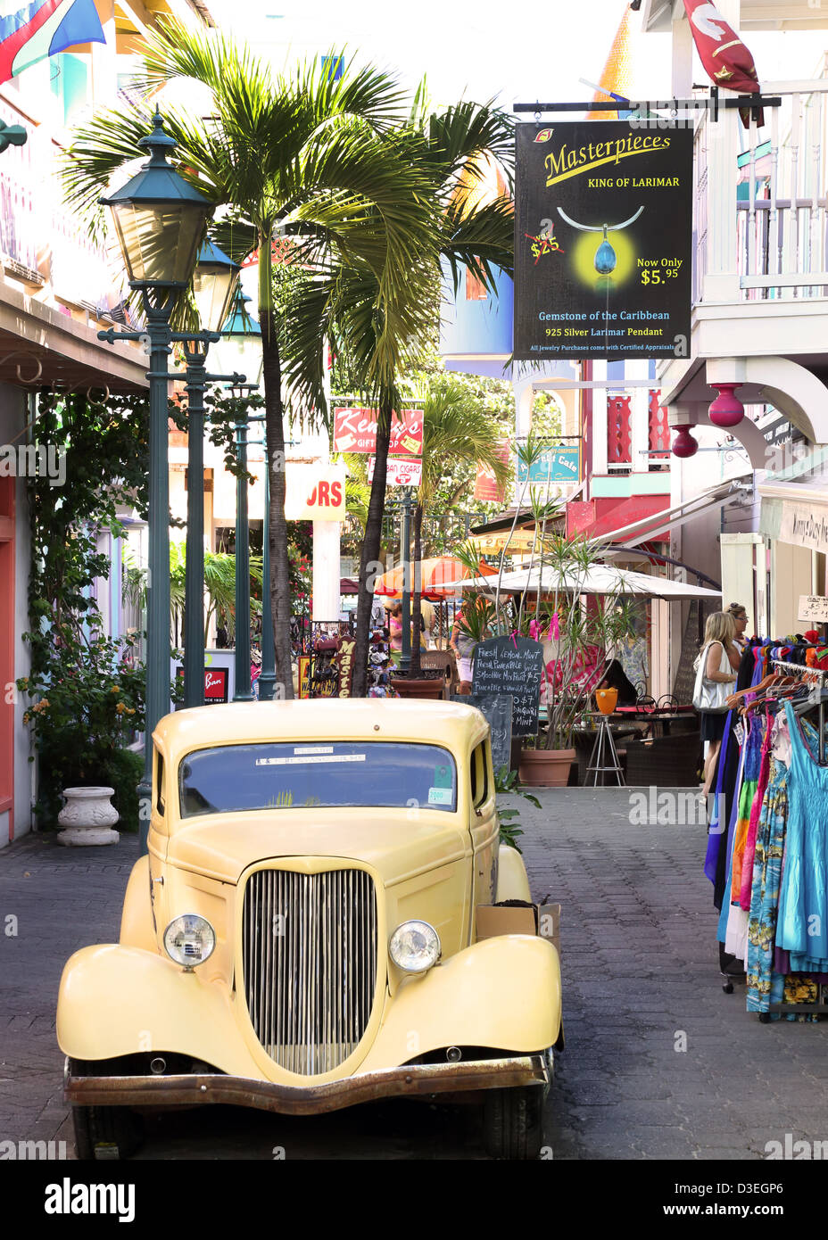 OLD STREET PHILLIPSBURG ST MAARTEN CARRIBEAN ISLAND Stock Photo