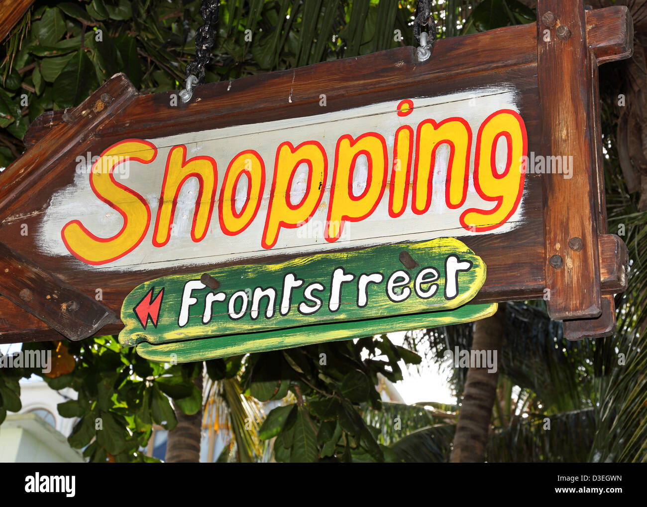 PHILLIPSBURG ST MAARTEN CARRIBEAN ISLAND SHOPPING SIGN Stock Photo