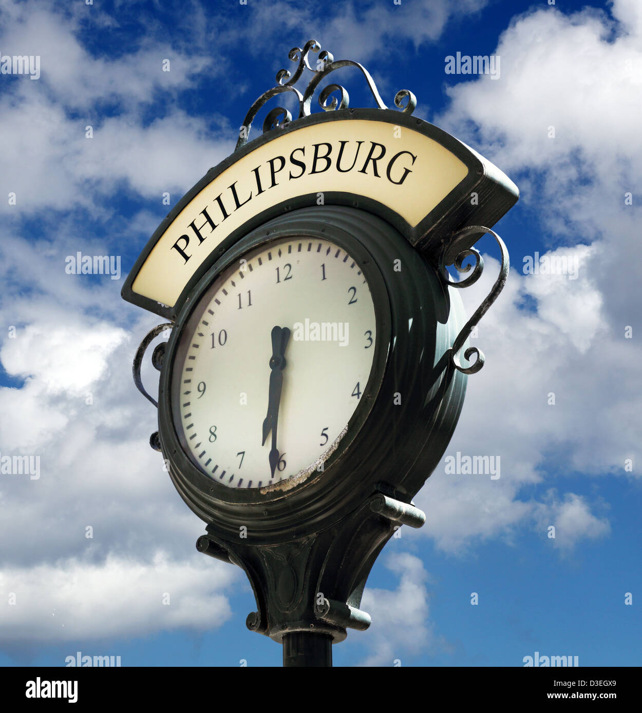 PHILLIPSBURG ST MAARTEN CARRIBEAN ISLAND CLOCK Stock Photo