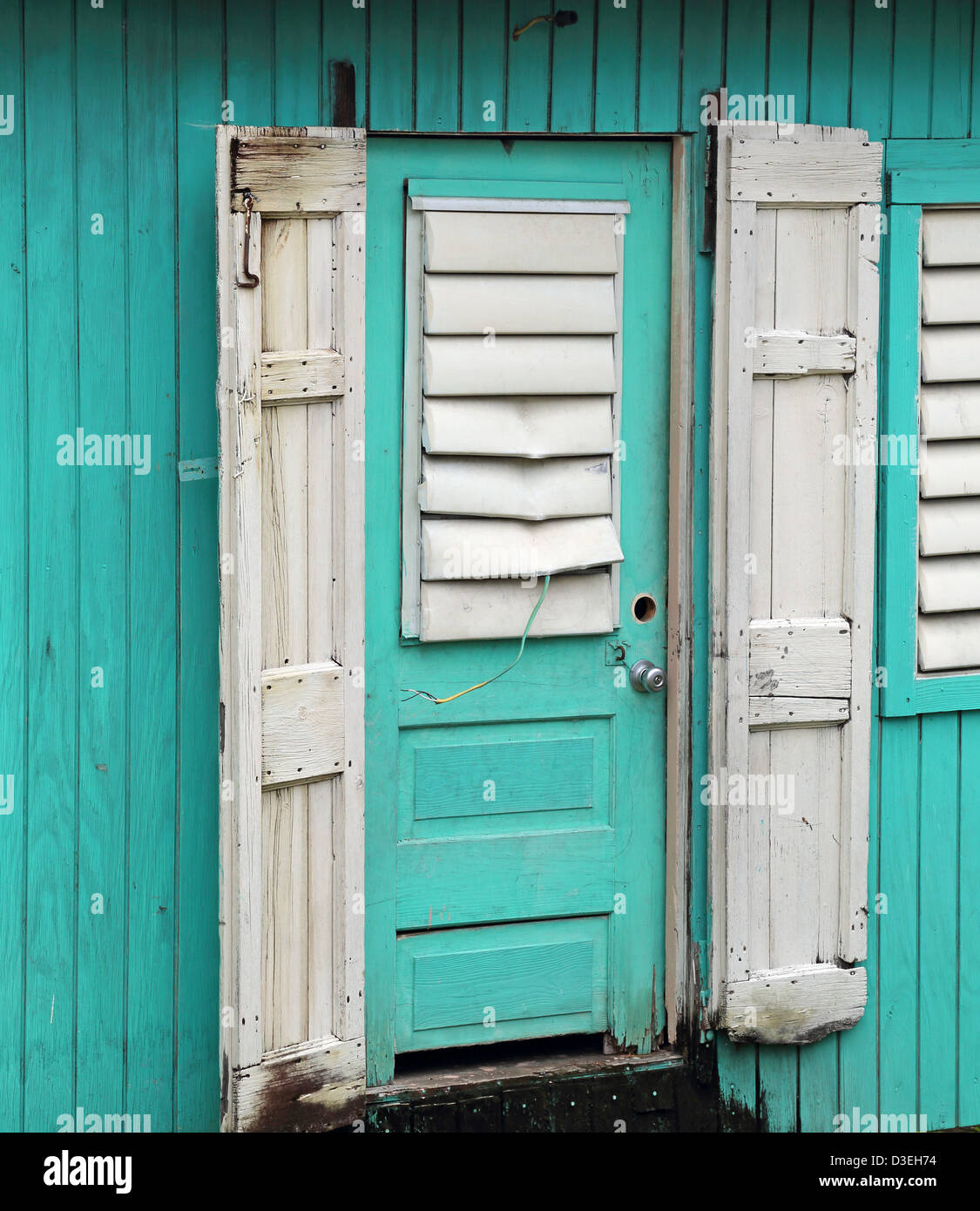 CARIBBEAN TROPICAL WINDOW SHUTTERS ST KITTS Stock Photo