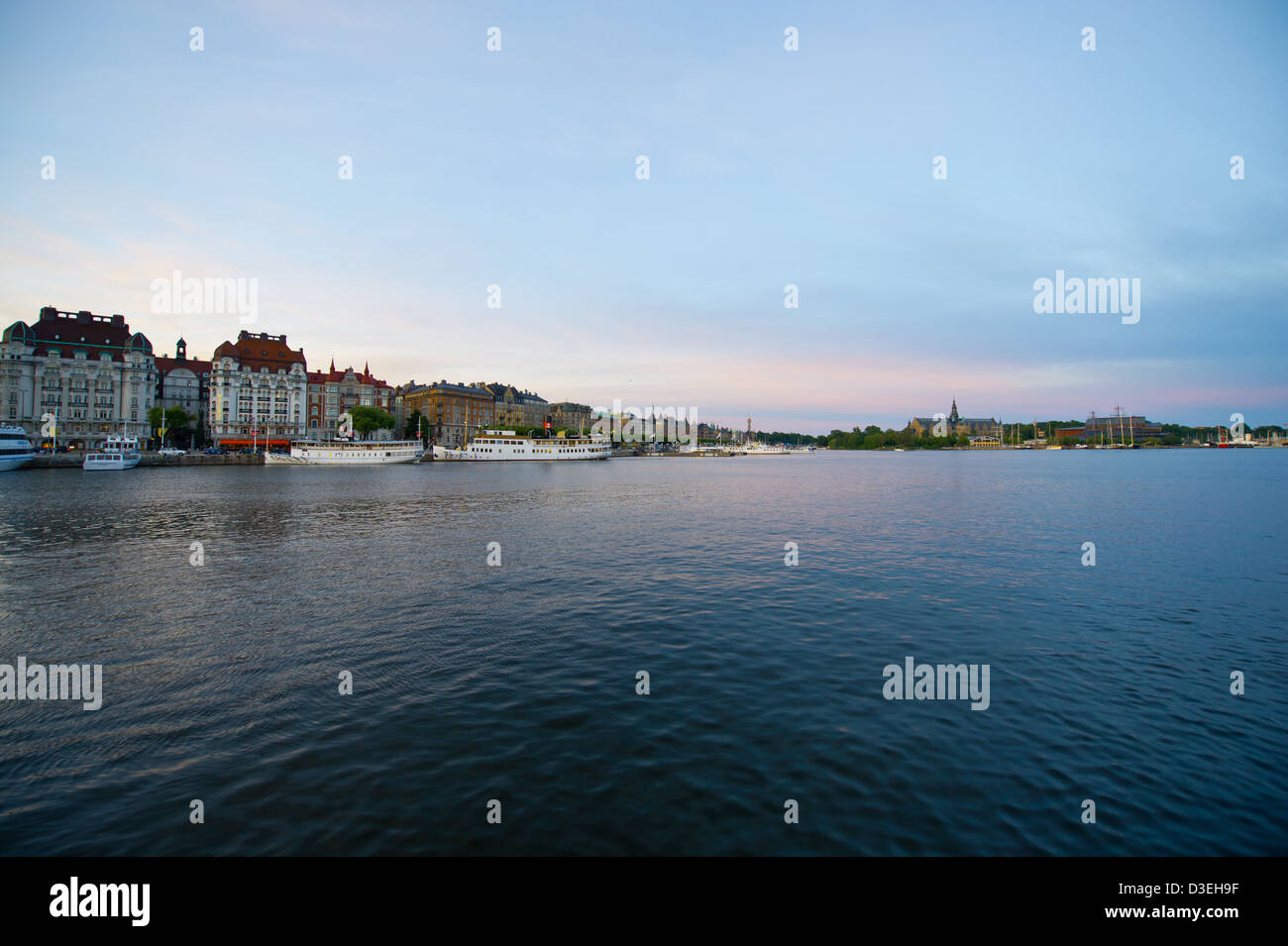 Evening Stockholm. Quay in the city center Stock Photo