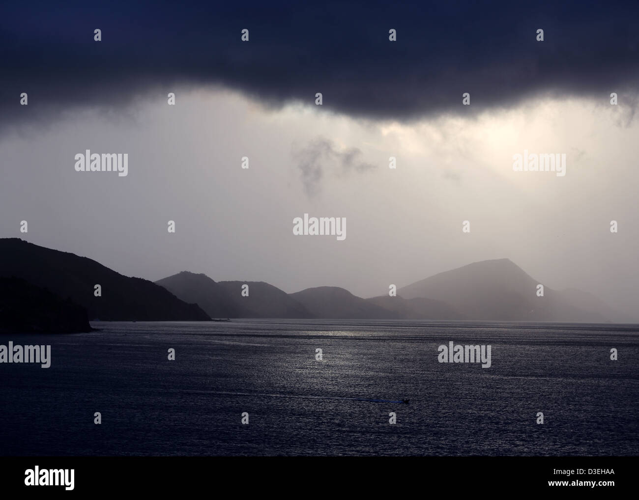 CARIBBEAN DAWN TROPICAL RAINSTORM Stock Photo
