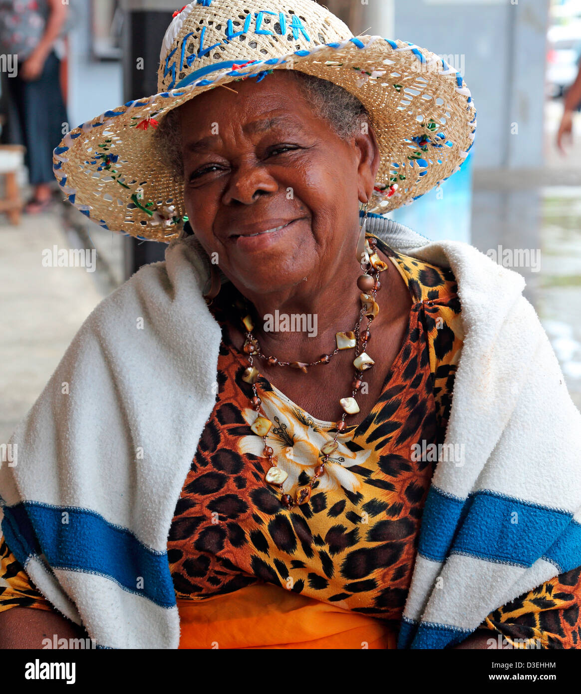 LADY IN MARKET,CASTRIES,ST.LUCIA Stock Photo