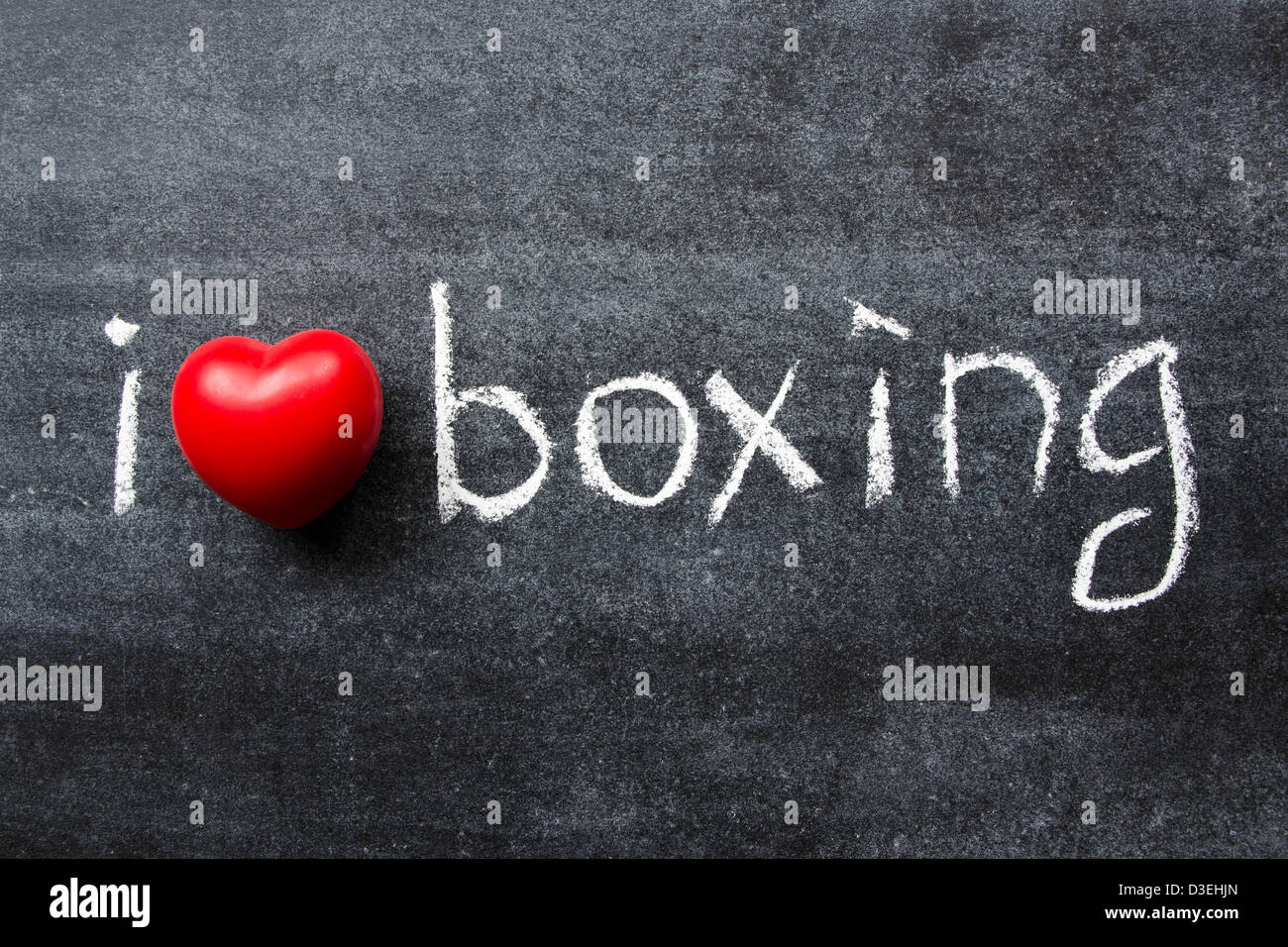 I love boxing phrase handwritten on the school blackboard Stock Photo