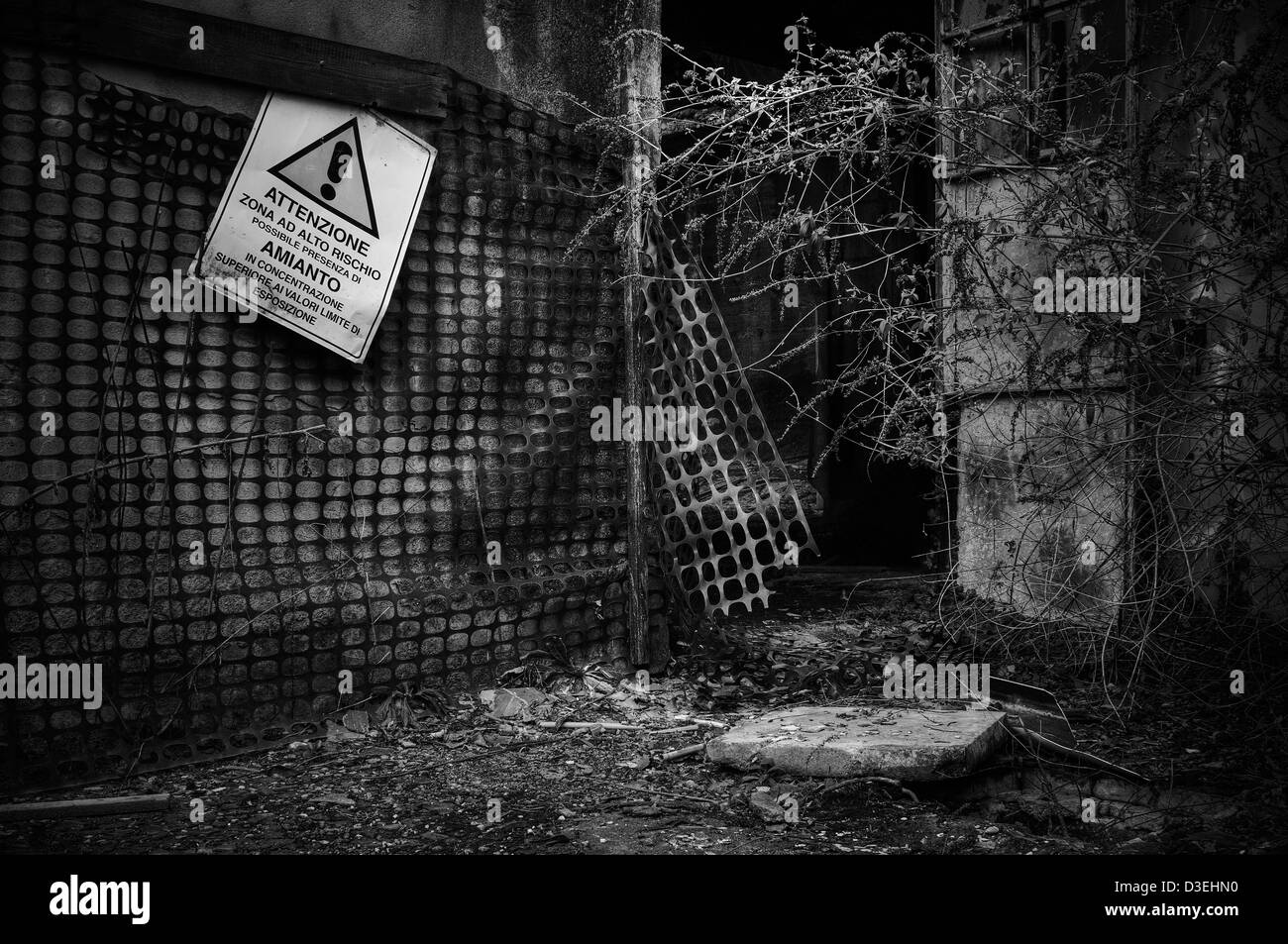 Italy. Asbestos contaminated and abandoned factory Stock Photo