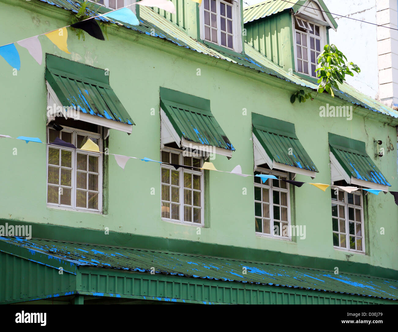 WINDOWS OF STORE FRONT,CASTRIES,ST.LUCIA Stock Photo
