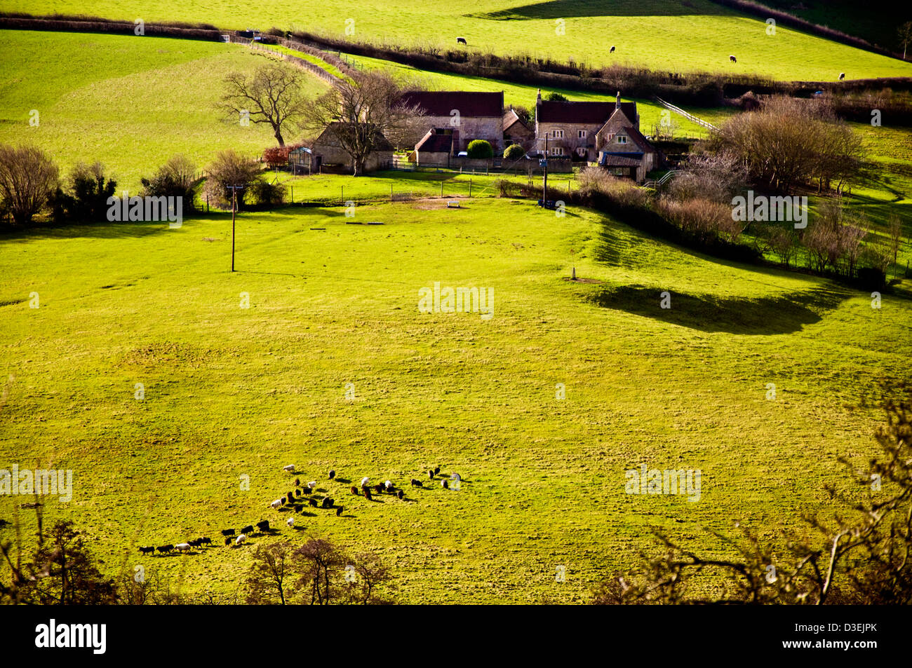 Rural English farm and farmhouse in Woolley Valley Somerset Stock Photo Alamy