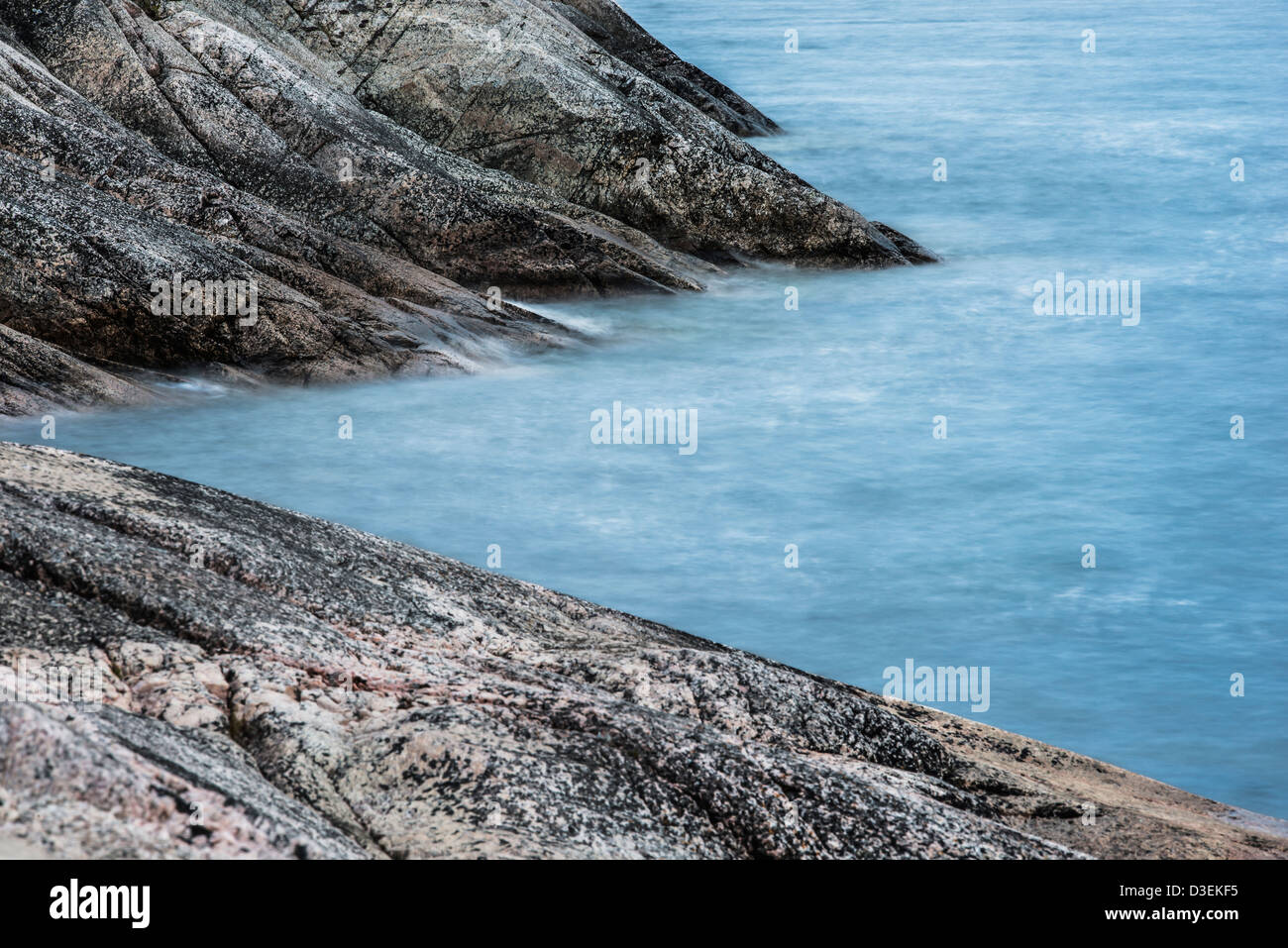 Tranquil scene of rocks and water in the Stockholm archipelago, Sweden Stock Photo