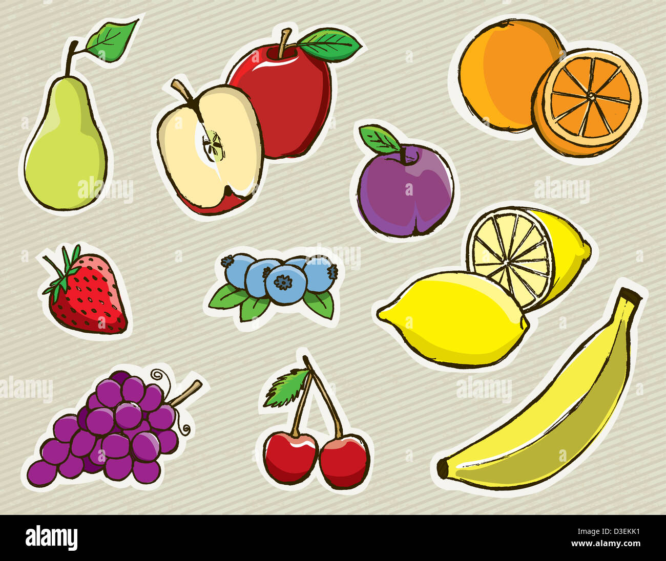 Fruits Vector File Set of hand drawn vector fruit. Layered EPS 10 file Stock Photo - Alamy