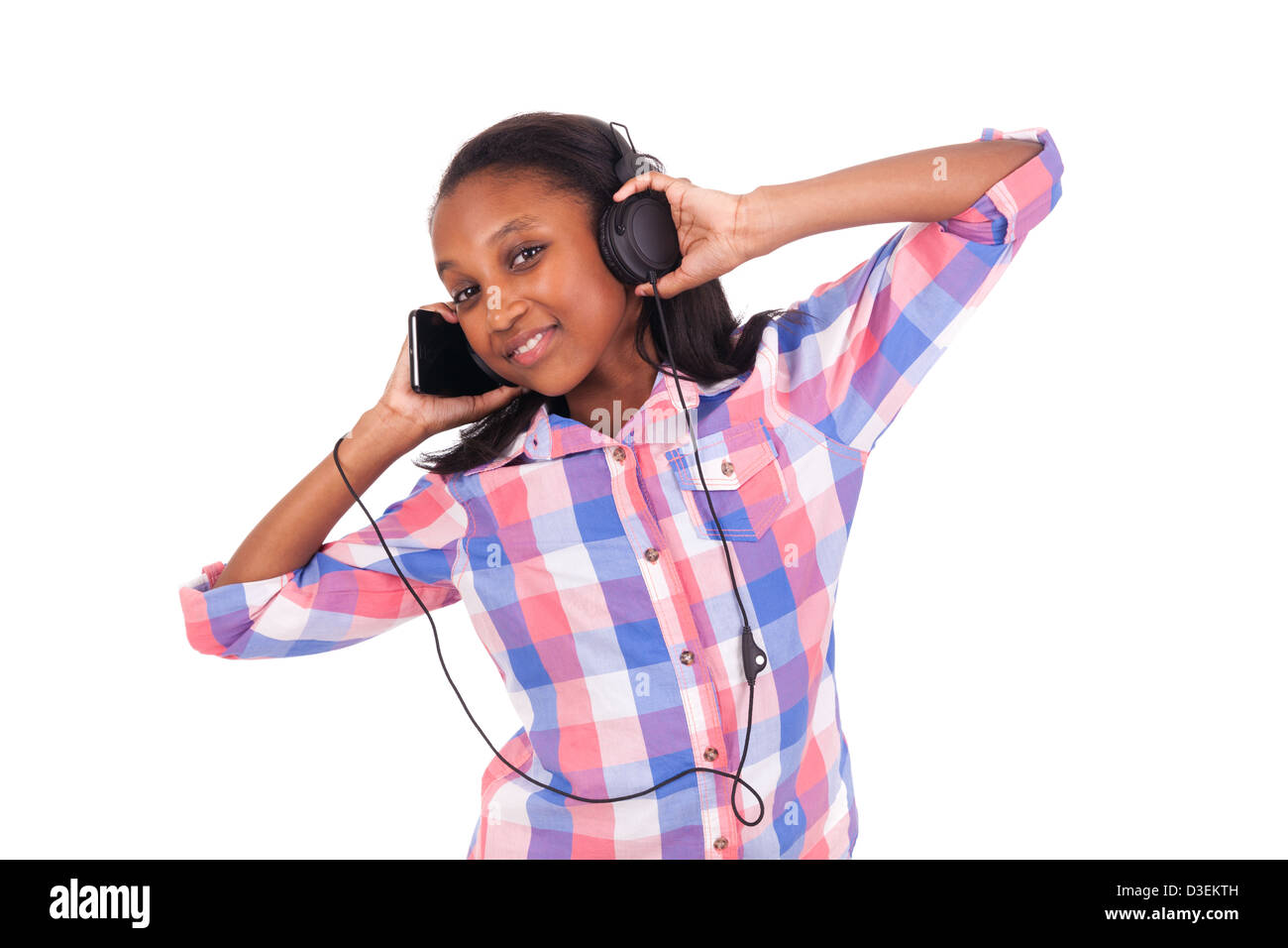 Happy little girl isolated on a white background Stock Photo - Alamy