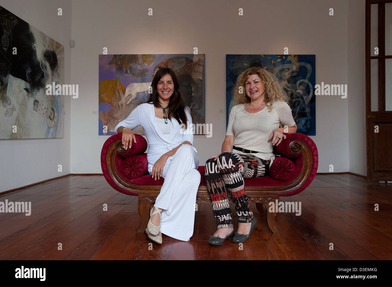 Peru, Lima, Barranco. art galleries. Yessica Hernandez e Anne Debert owners of Amaranto gallery Stock Photo