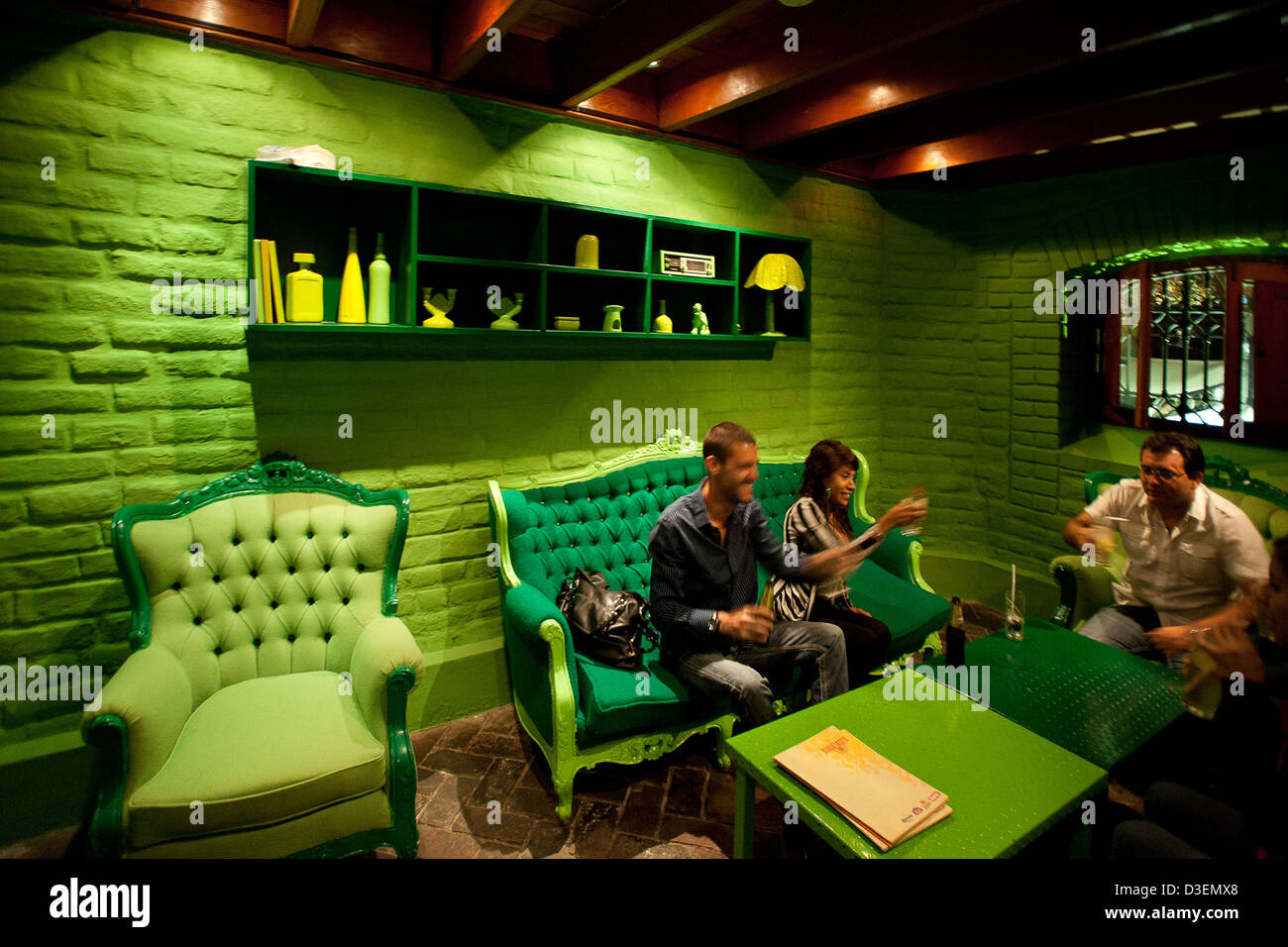 Peru, Lima, Barranco, nightlife. Interior of Bar Ayahuasca, ranked