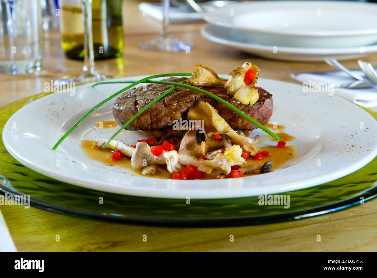 Tournados of Shropshire Beef with Wild Mushroom and Red Wine jus at The Fox restaurant