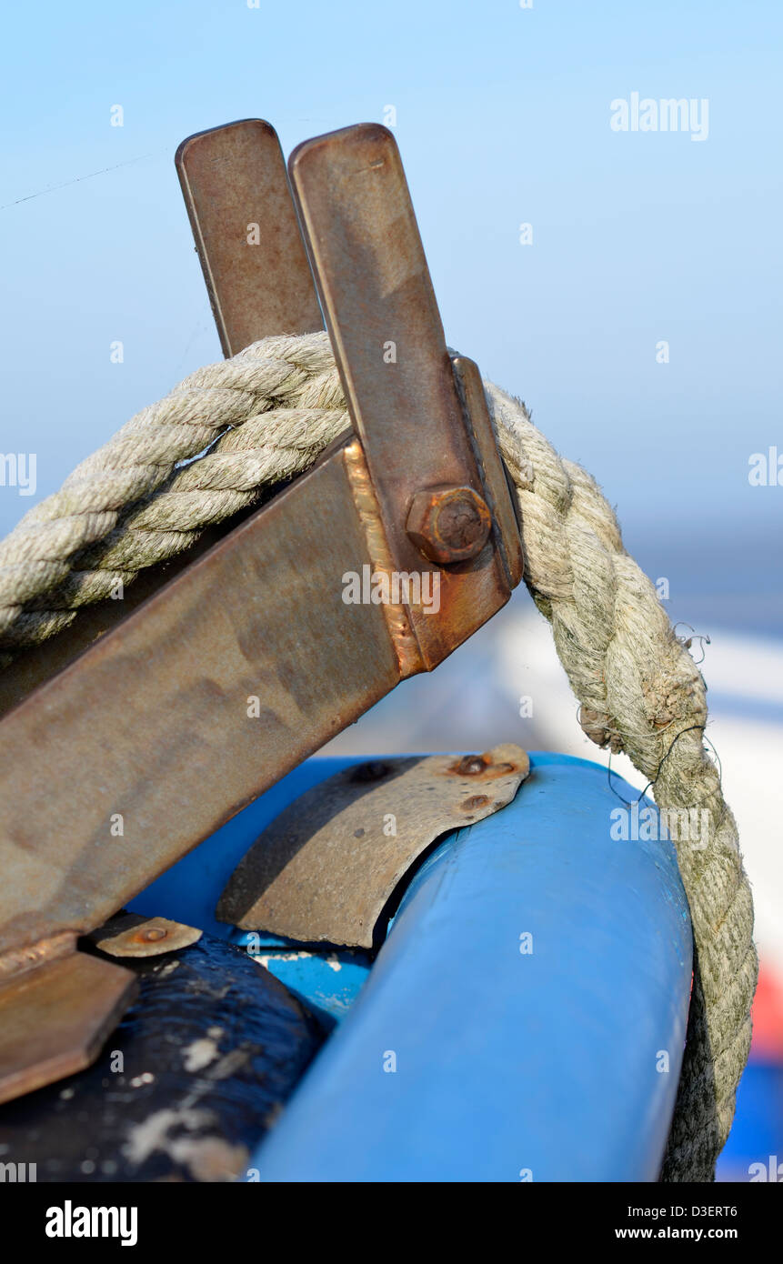 fishing boat bow roller Stock Photo