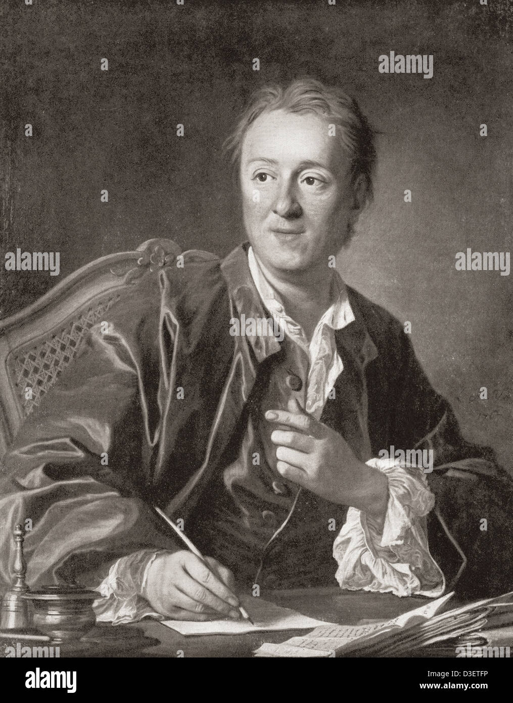 Denis Diderot, 1713 –1784. French philosopher, art critic and writer. After the painting by Louis-Michel van Loo. Stock Photo