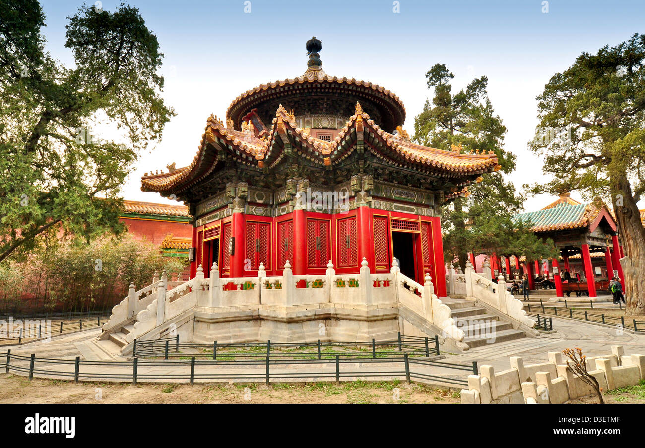 A Gazebo in the Imperial Palace Yard - Forbidden City, Beijing Stock Photo