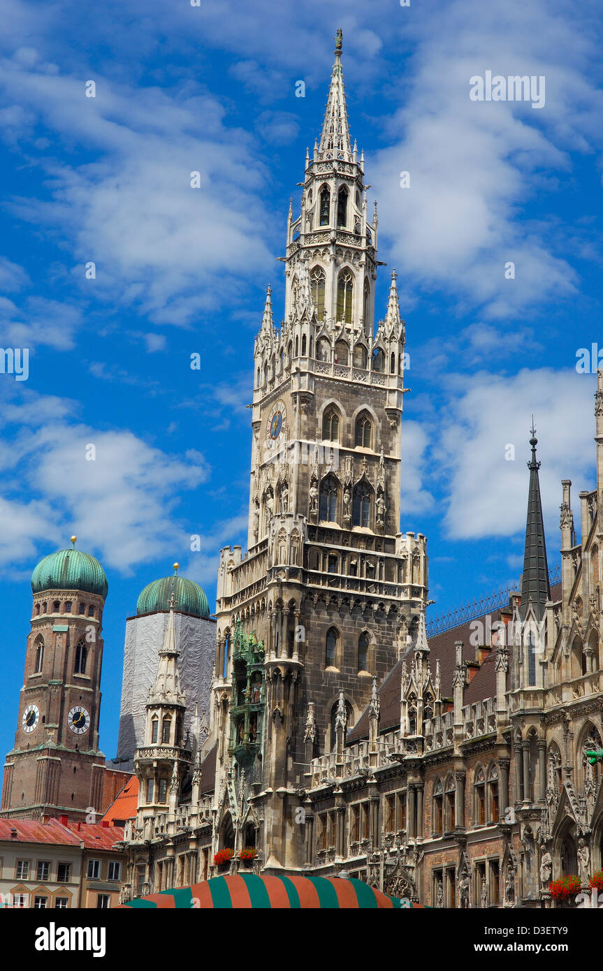 Munich, Neues Rathaus, New Town Hall, Marienplatz, Bavaria, Germany ...