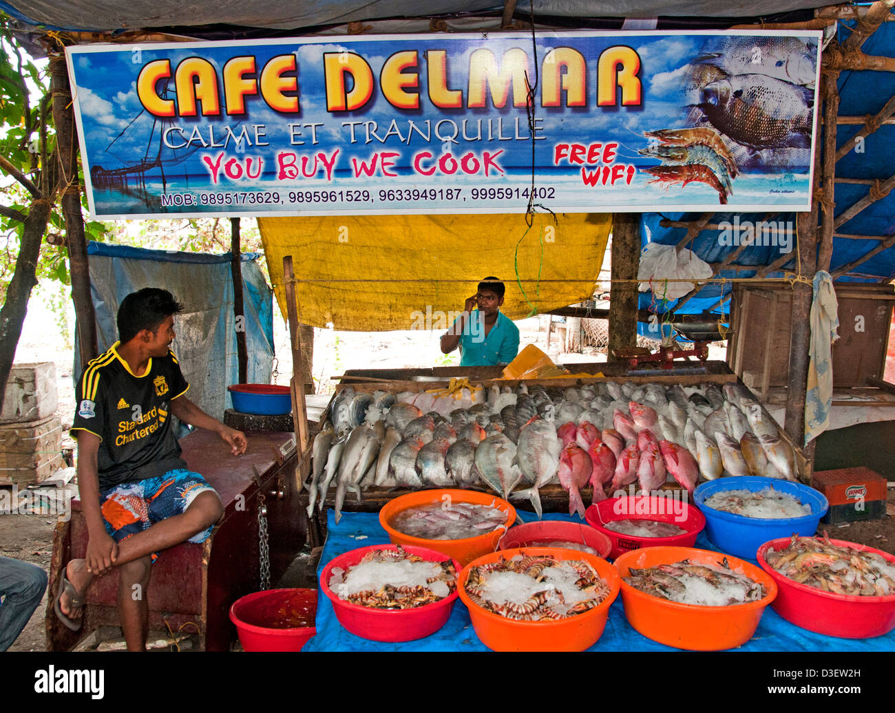 Kochi Cochin Kerala India Fishmonger Restaurant Stock Photo