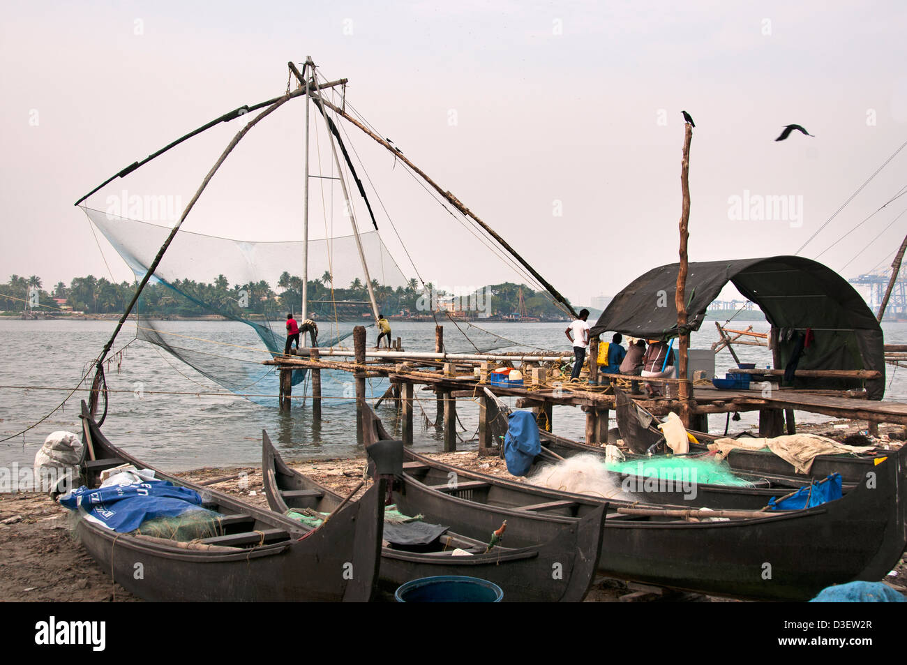 Chinese fishing nets Kochi Cochin Kerala IndiaKochi Cochin Kerala India
