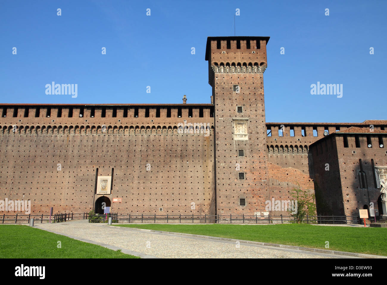 Milan, Italy. Castello Sforzesco (Sforza Castle) - old landmark of Lombardy. Stock Photo