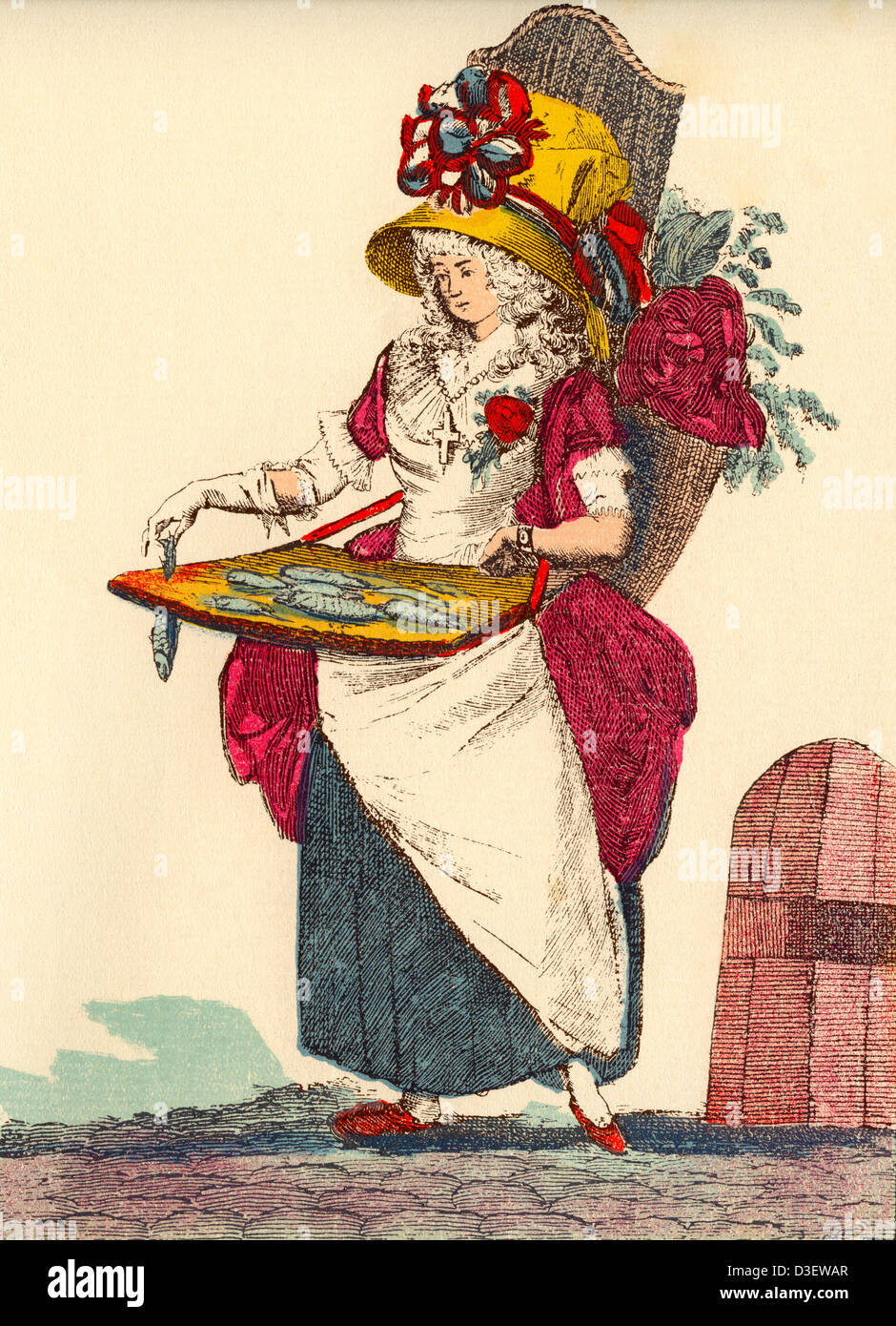 Woman wearing mix of clothes representing the Three Orders - Clergy, Nobility and Worker - in France during French Revolution Stock Photo