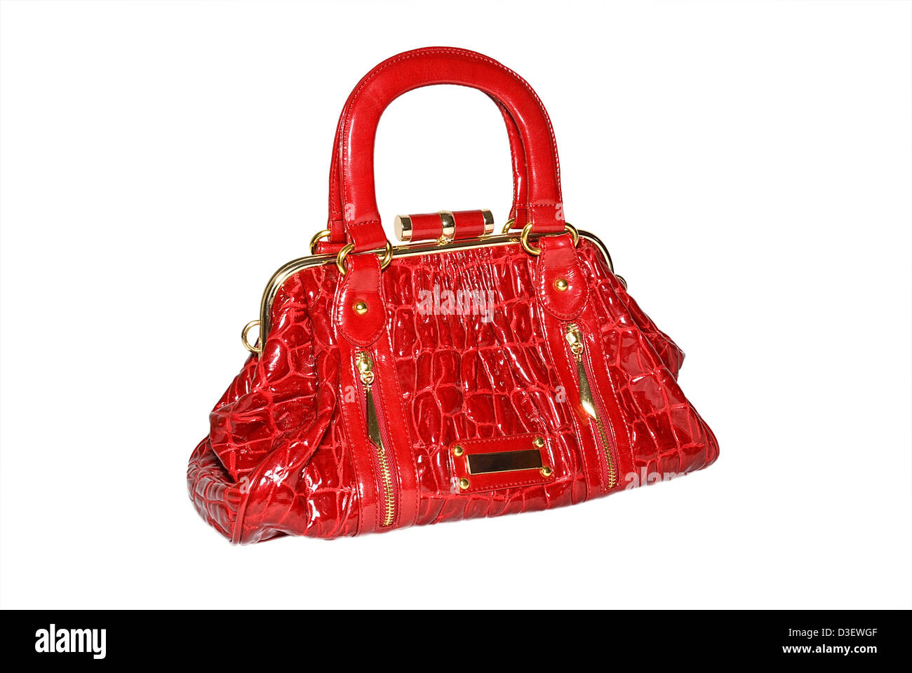 The red bag is photographed on a white background Stock Photo Alamy