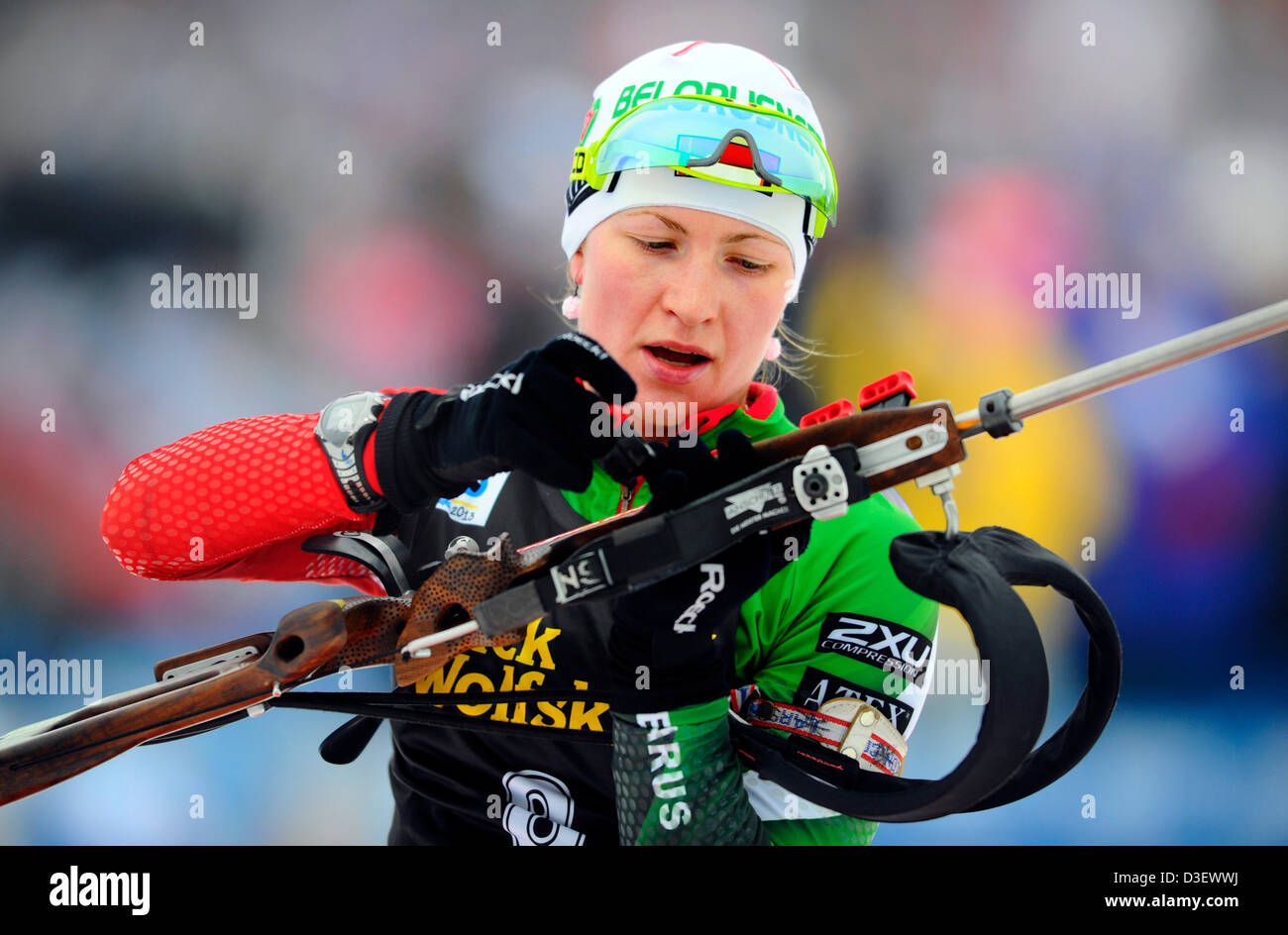 Darya Domracheva (BLR) during the women 12,5 km mass start race at the 