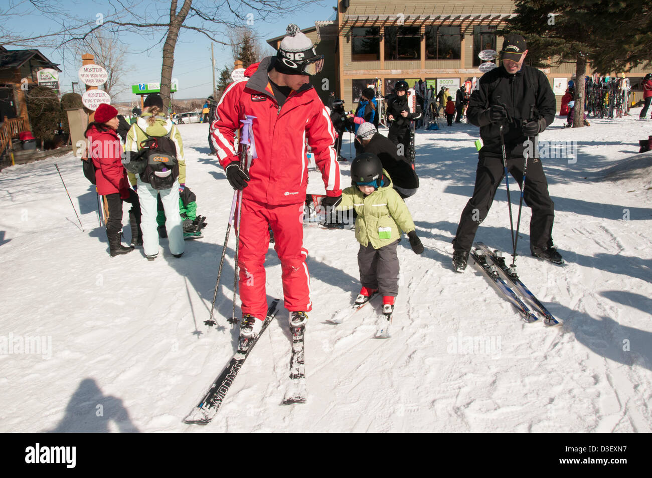 First Ski lesson of a three years old from Montreal who came with his
