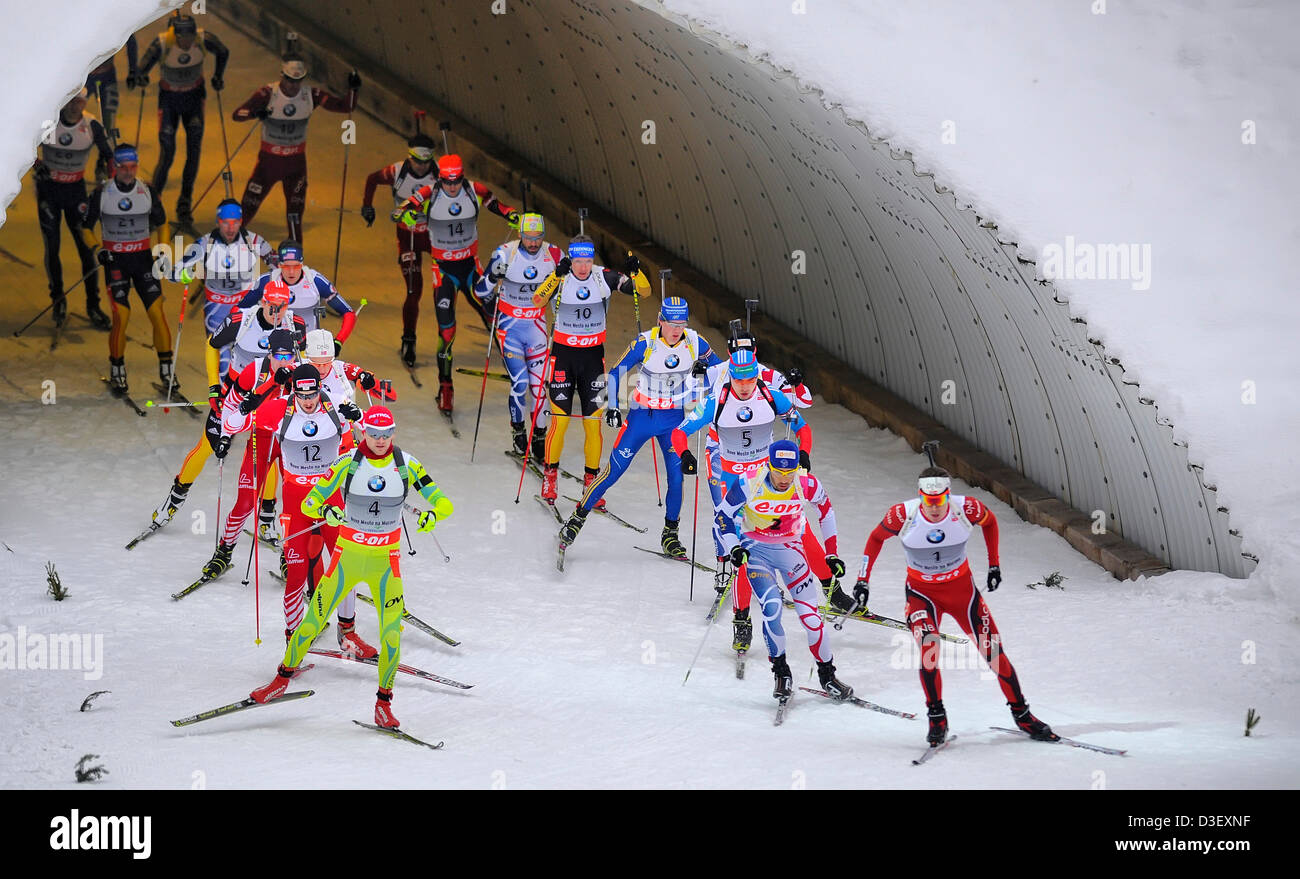 The men 15 km mass start race at the Biathlon World Championships in Nove Mesto na Morave, Czech Republic, Sunay, February 17, 2013. (CTK Photo/Lubos Pavlicek) Stock Photo