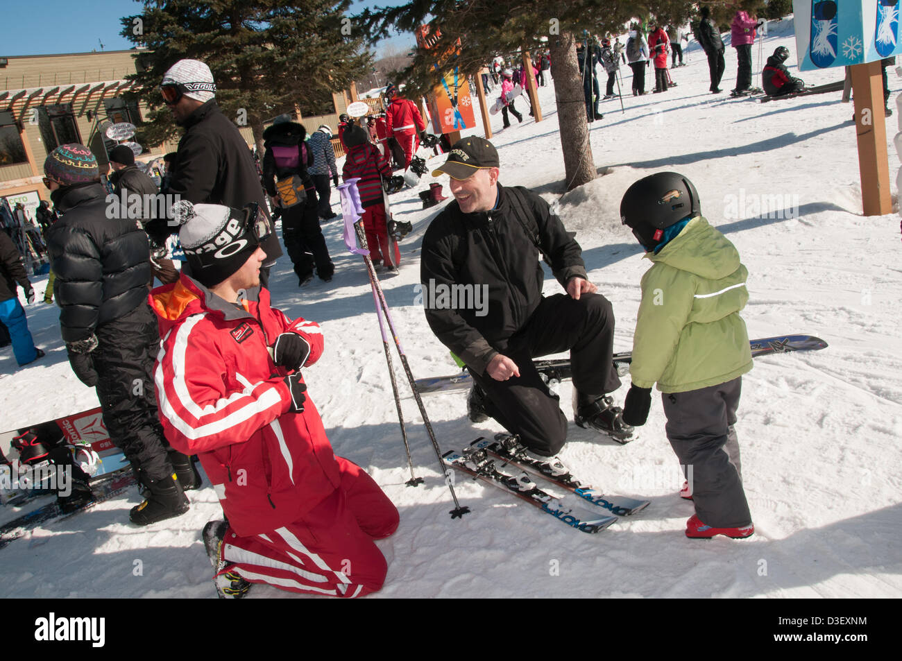First Ski lesson of three years old from Montreal who came with his