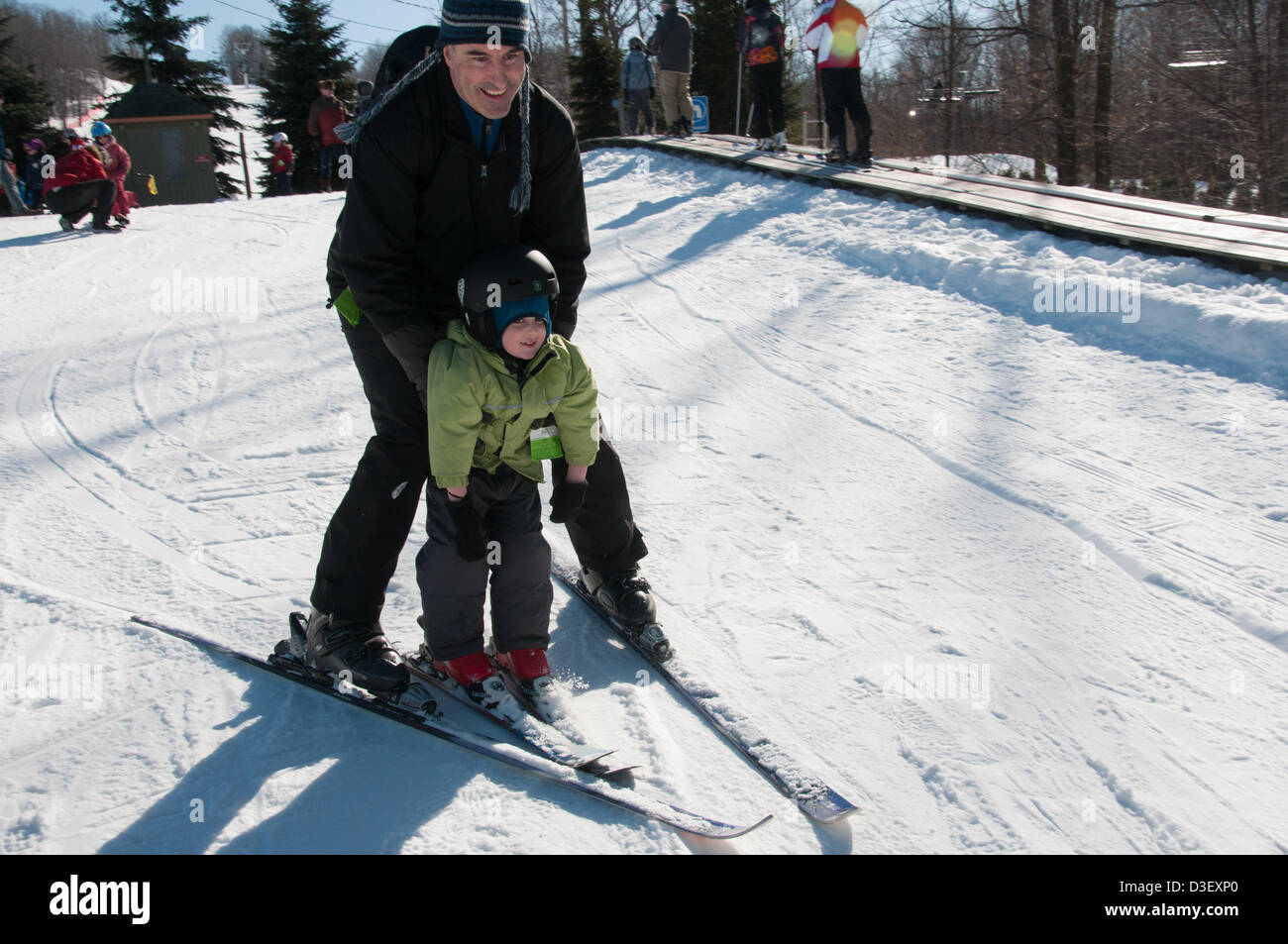 First Ski lesson of a three years old from Montreal who came with his