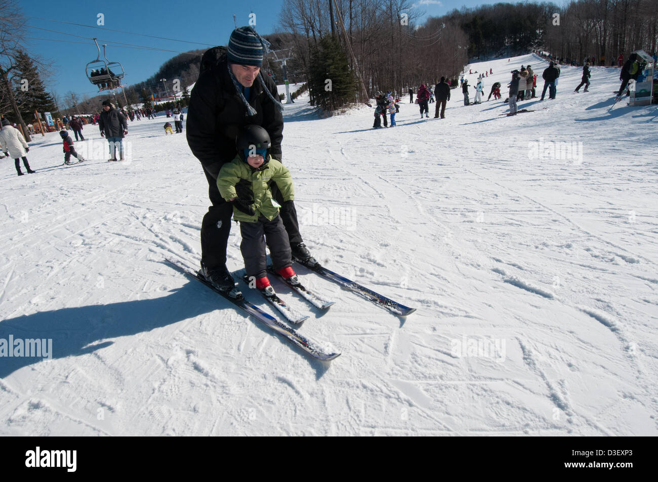 First Ski lesson of a three years old from Montreal who came with his