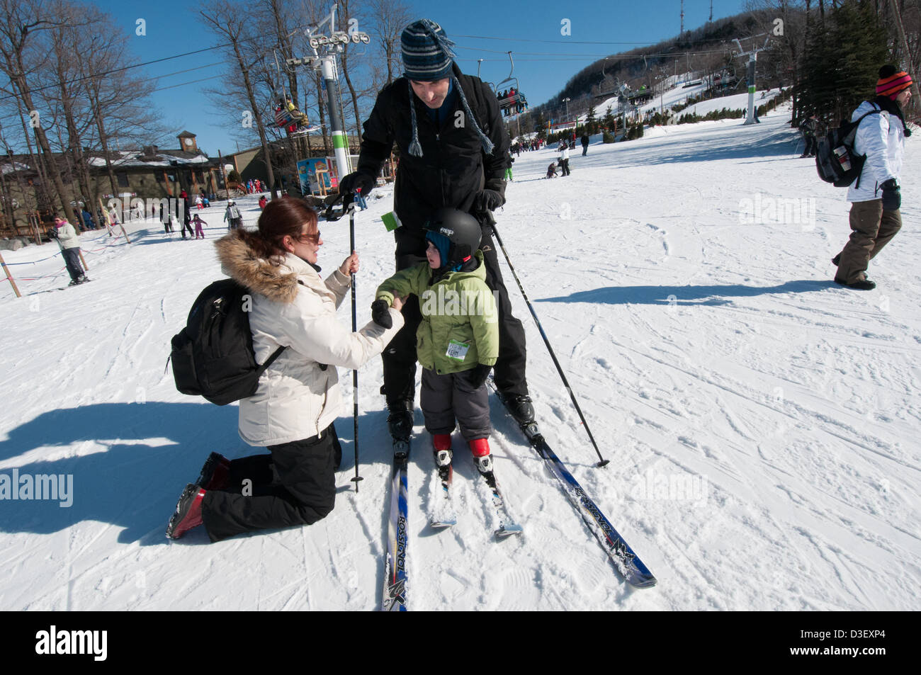 First Ski lesson of a three years old from Montreal who came with his