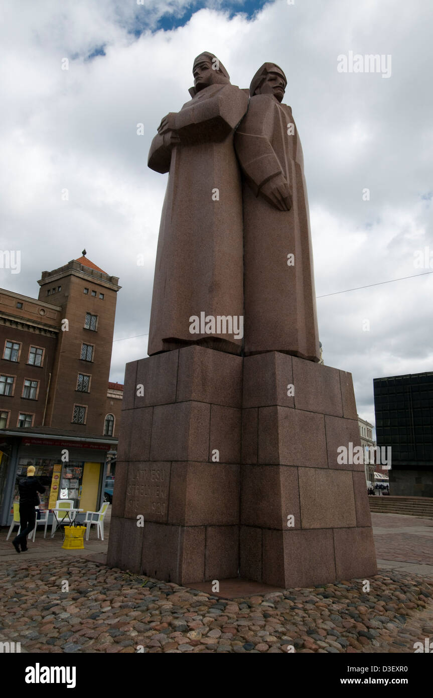 A Soviet monument of the Latvian Red Riflemen on Rātsaukums ( Town Hall ...