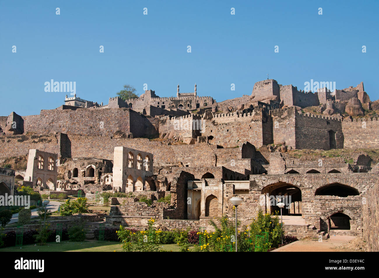 Golkonda Fort ruined city capital of ancient Kingdom of Golkonda 1518–1687 Hyderabad India Andhra Pradesh Stock Photo