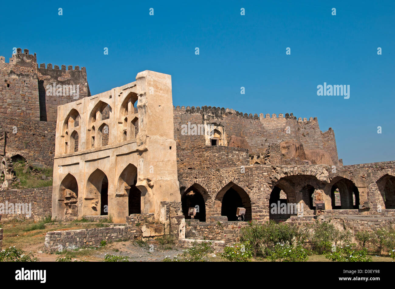Golkonda Fort ruined city capital of ancient Kingdom of Golkonda 1518–1687 Hyderabad India Andhra Pradesh Stock Photo