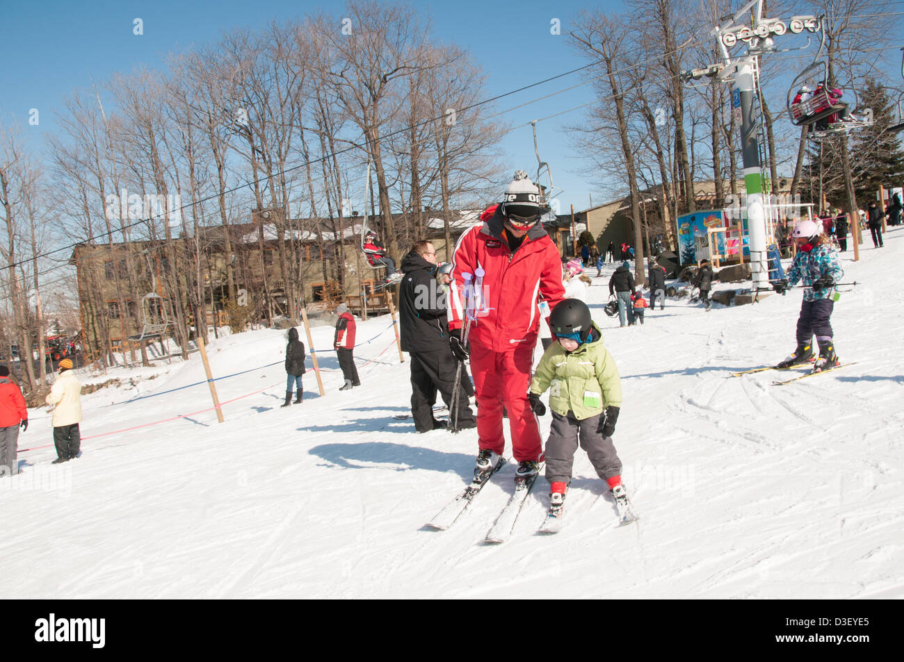 First Ski lesson of a three years old from Montreal who came with his