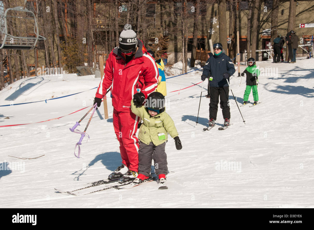First Ski lesson of Alix, a three years old from Montreal who came with