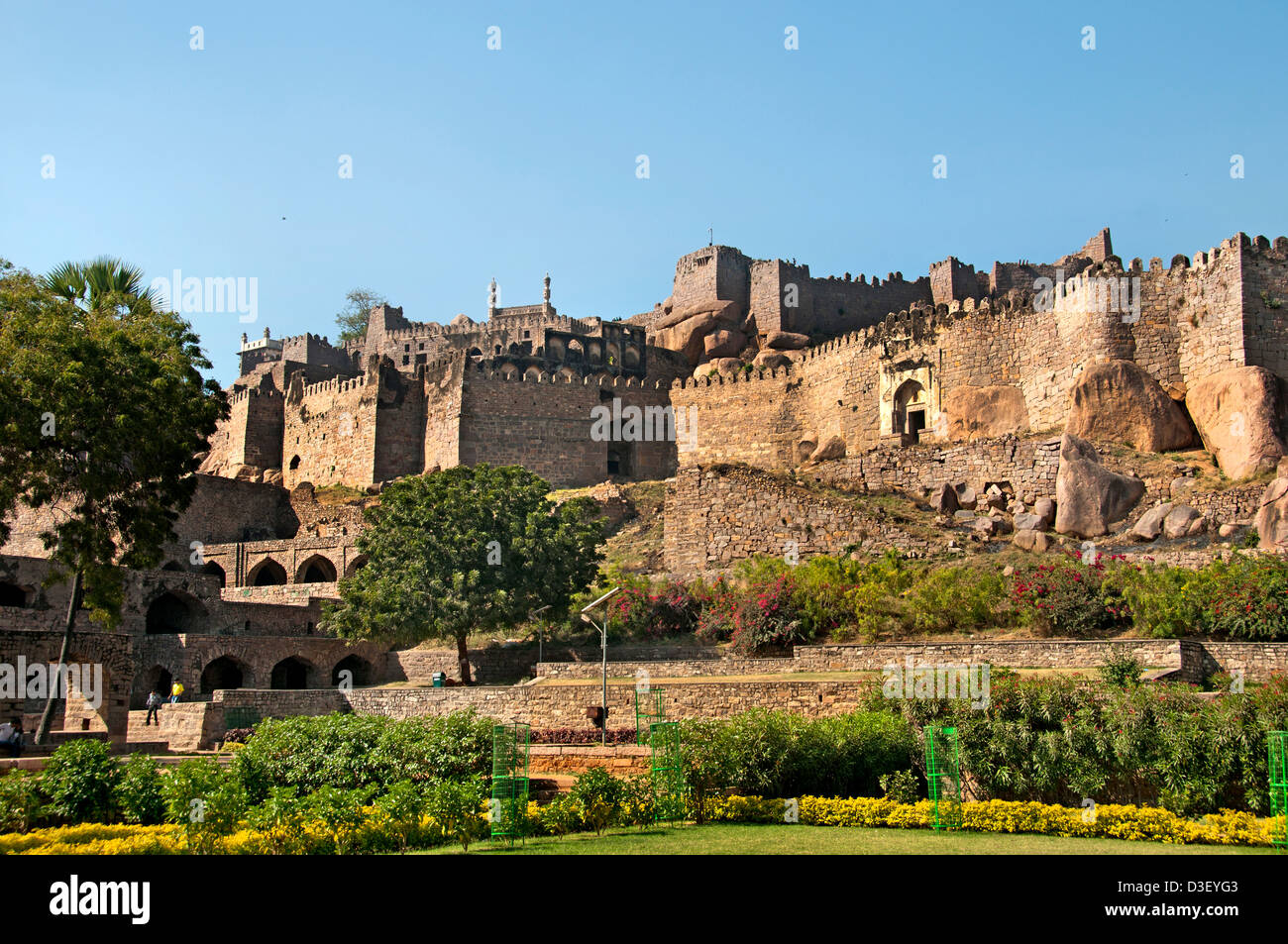 Golkonda Fort ruined city capital of ancient Kingdom of Golkonda 1518–1687 Hyderabad India Andhra Pradesh Stock Photo