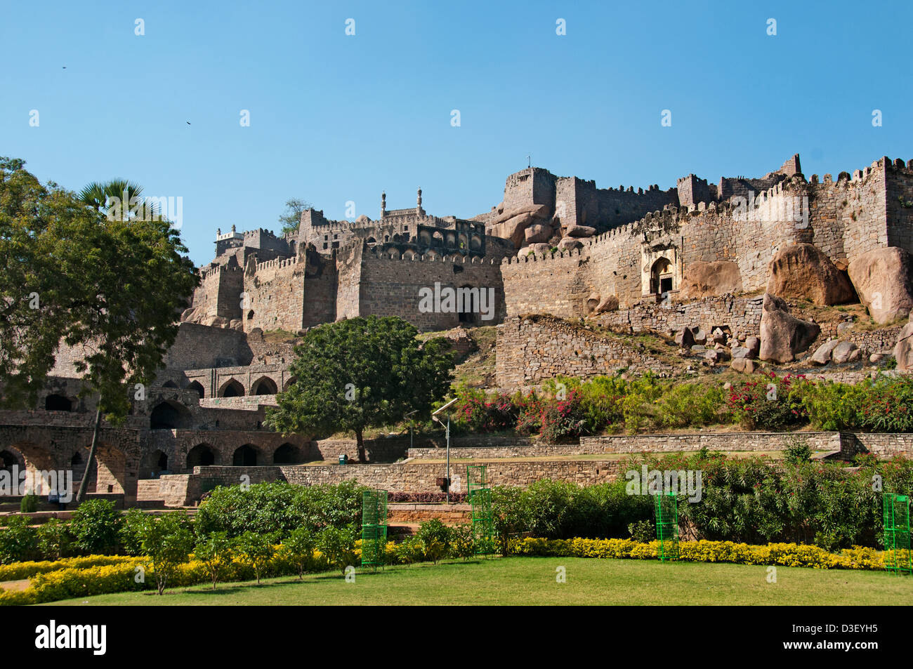 Golkonda Fort ruined city capital of ancient Kingdom of Golkonda 1518–1687 Hyderabad India Andhra Pradesh Stock Photo